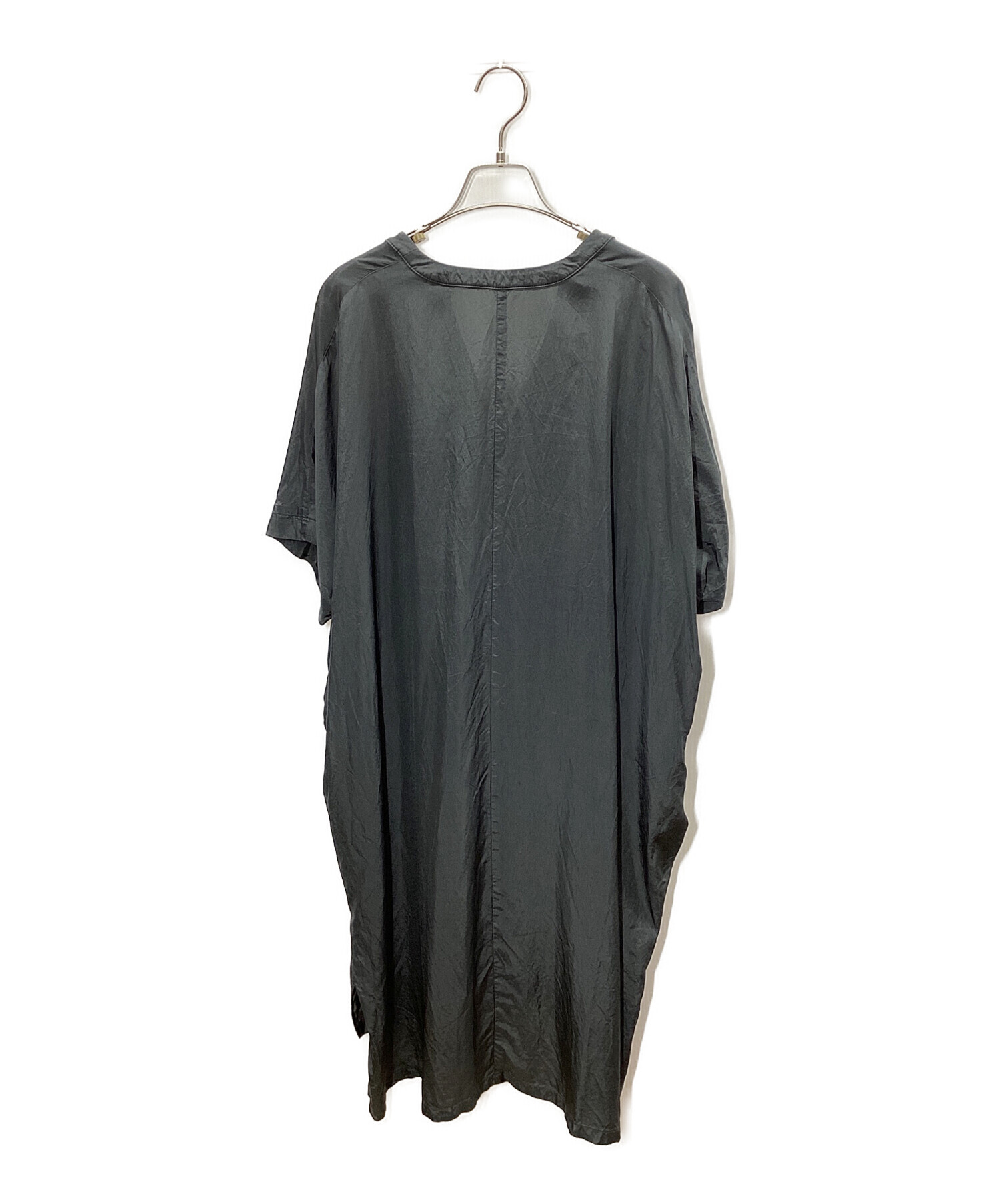中古・古着通販】evam eva (エヴァムエヴァ) 半袖ワンピース グレー