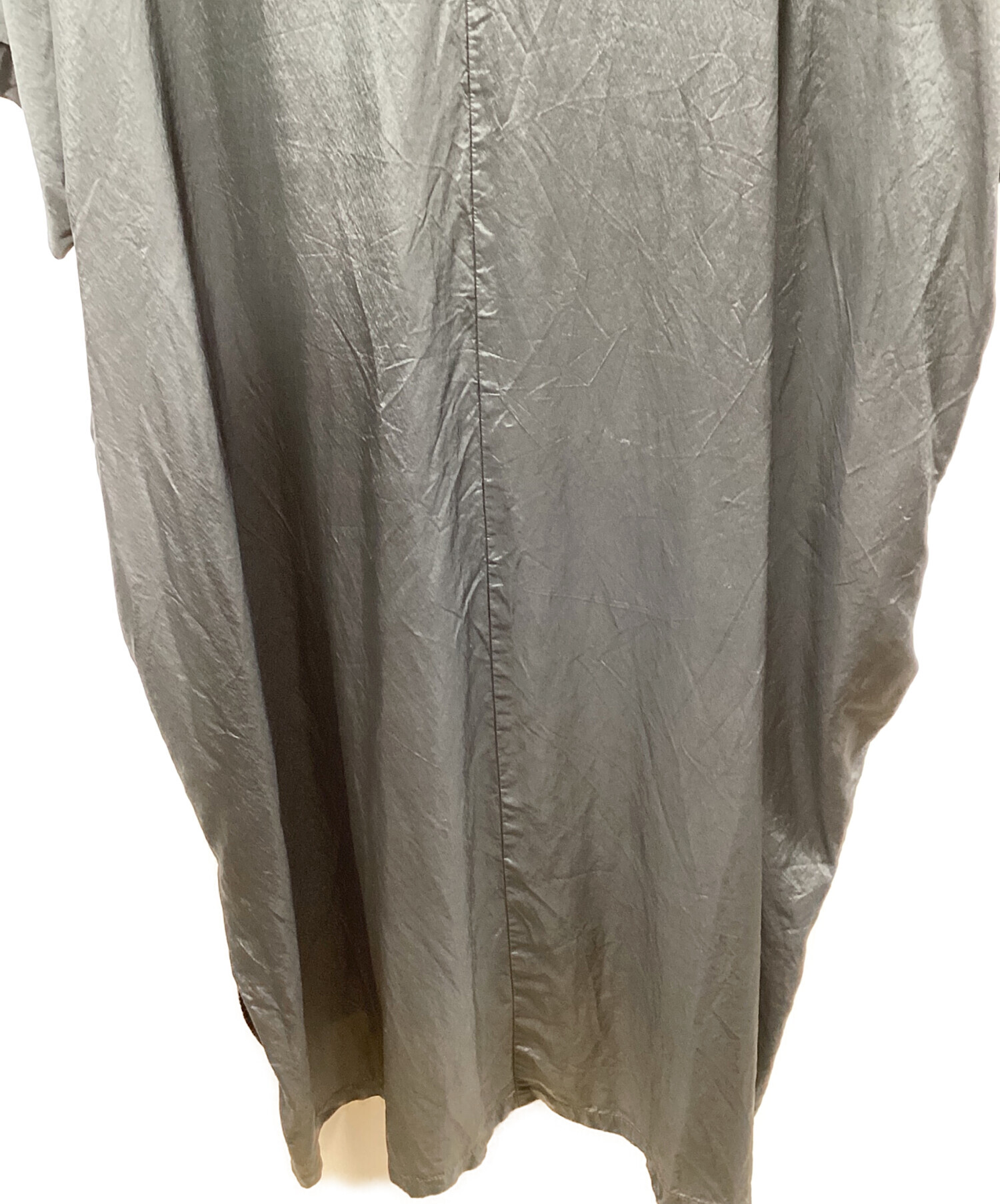 中古・古着通販】evam eva (エヴァムエヴァ) 半袖ワンピース グレー