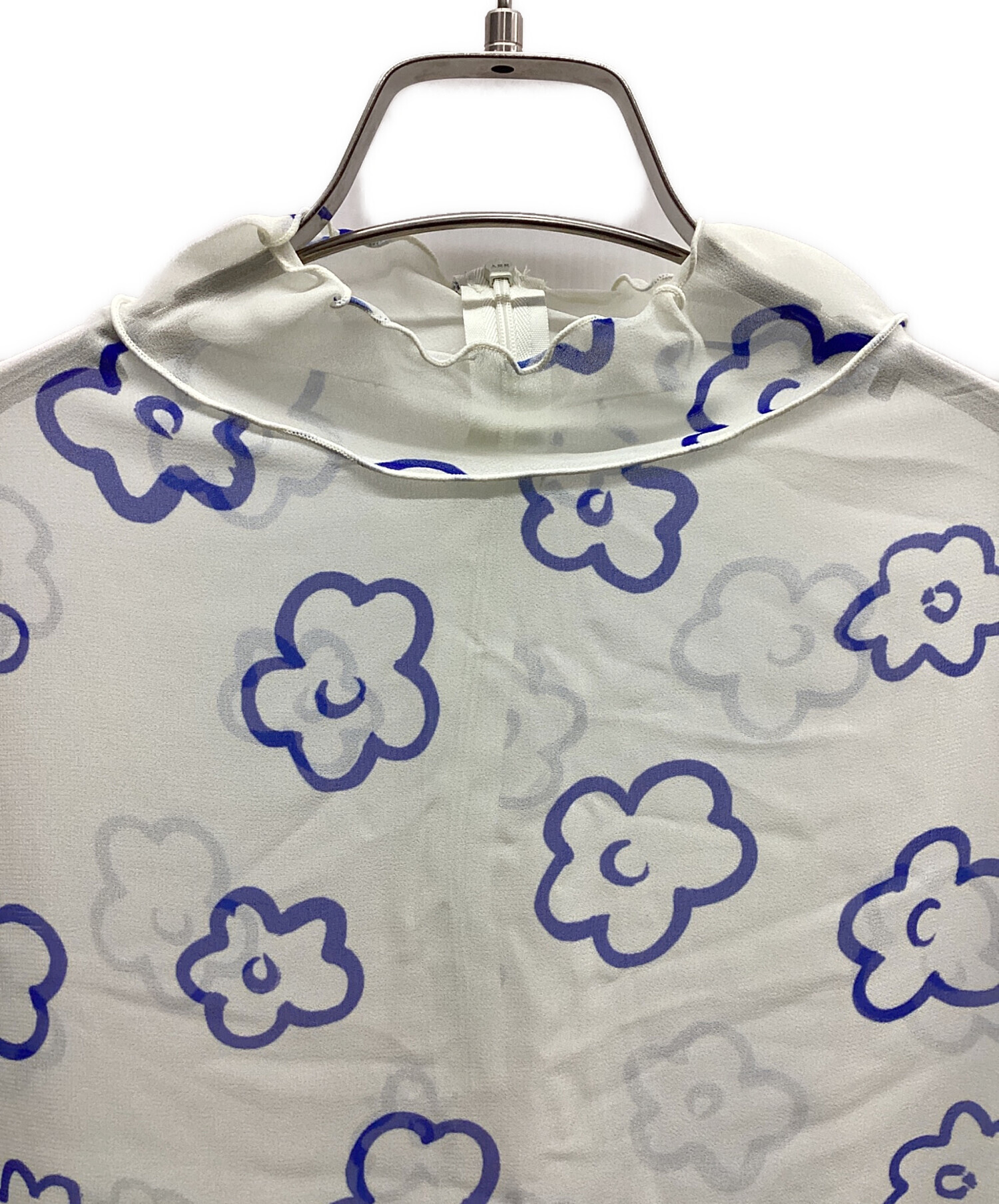 中古・古着通販】POPPY (ポピー) 長袖ブラウス ホワイト×ブルー サイズ 