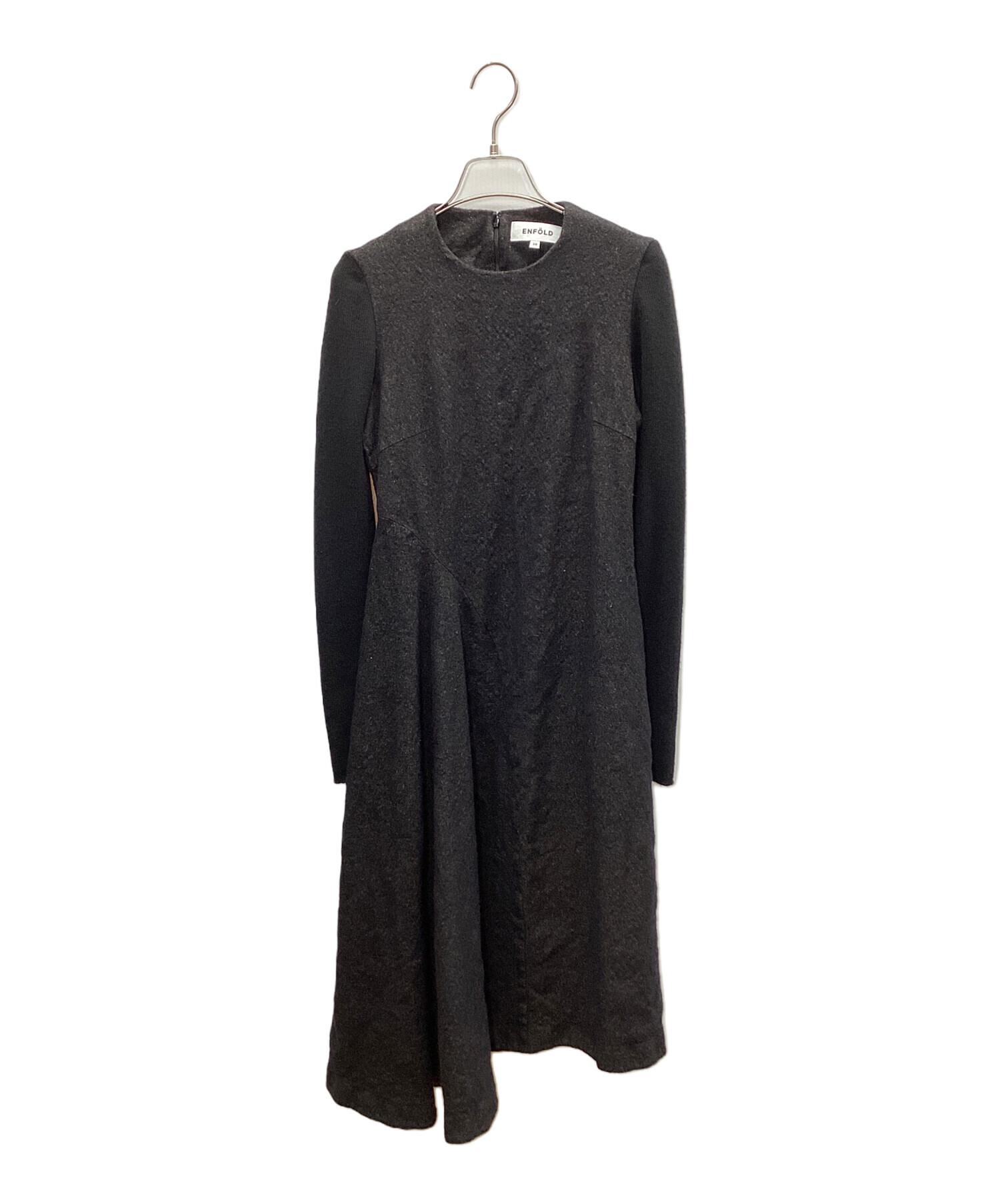 ENFOLD 38ブラックロングワンピース 中古・古着通販】ENFOLD (エンフォルド) 長袖ワンピース ブラック
