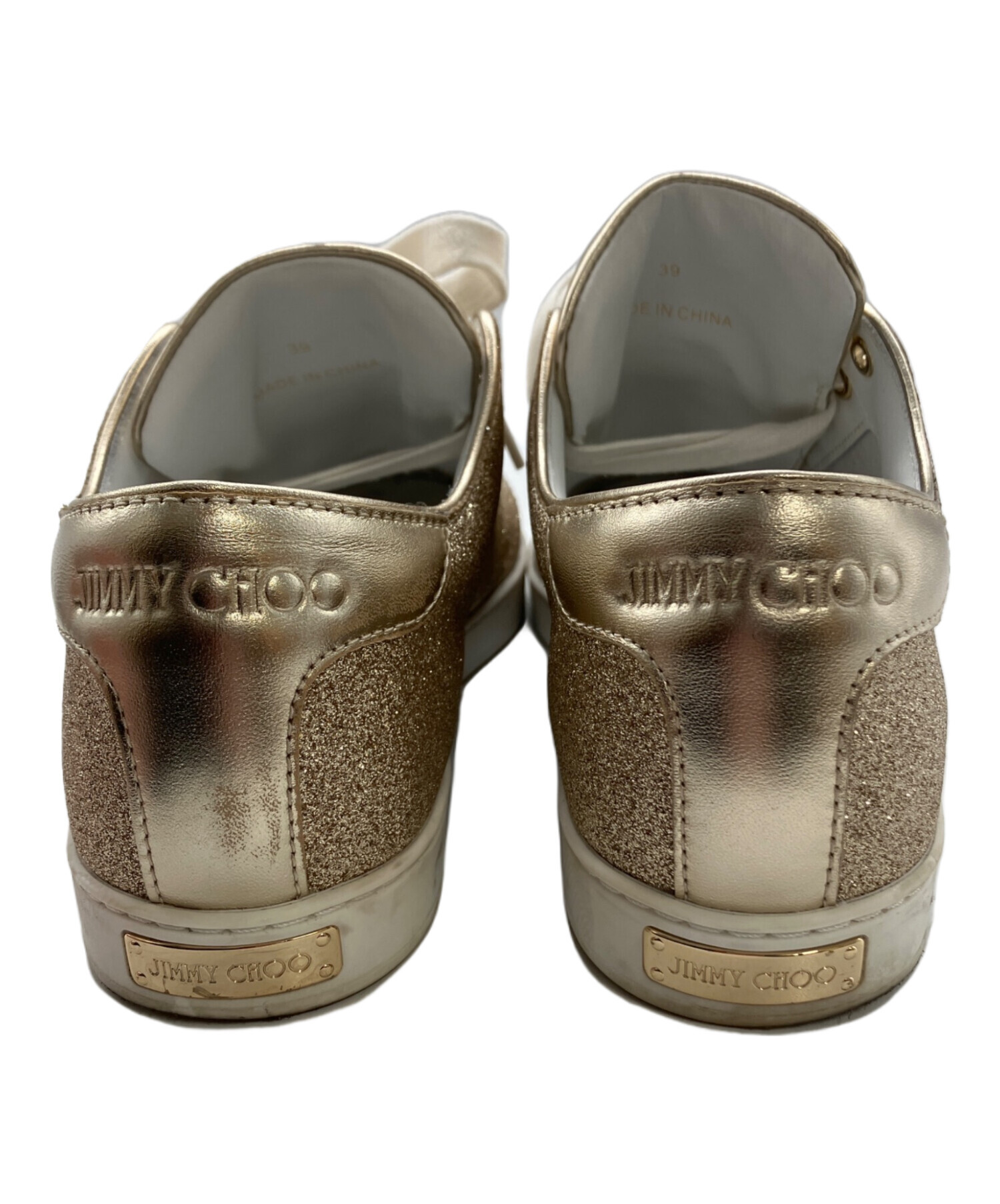 JIMMY CHOO ゴールド スニーカー 中古・古着通販】JIMMY CHOO (ジミーチュウ) スニーカー ゴールド