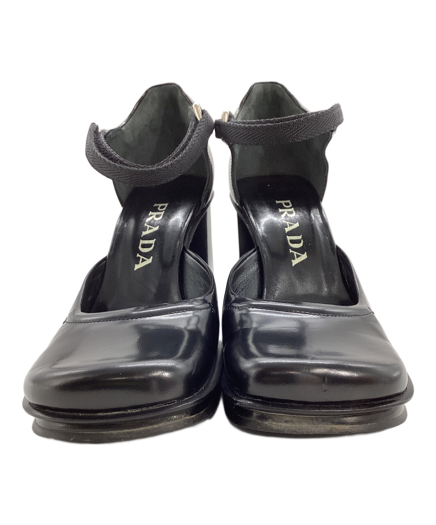 プラダ パンプス黒 サンダル ￼中古踵ソール修正済PRADA 中古・古着通販】PRADA (プラダ) パンプス ブラック サイズ:36 1/2