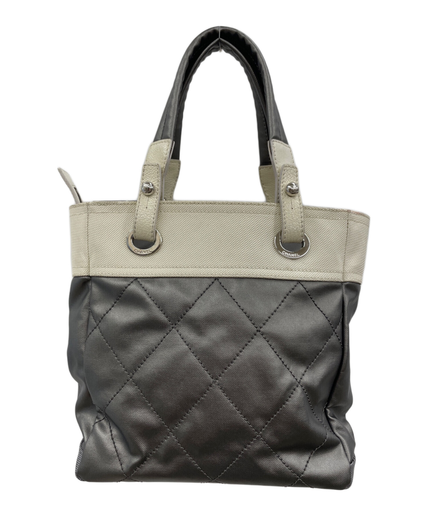 中古・古着通販】CHANEL (シャネル) トートバッグ グレー×ベージュ 