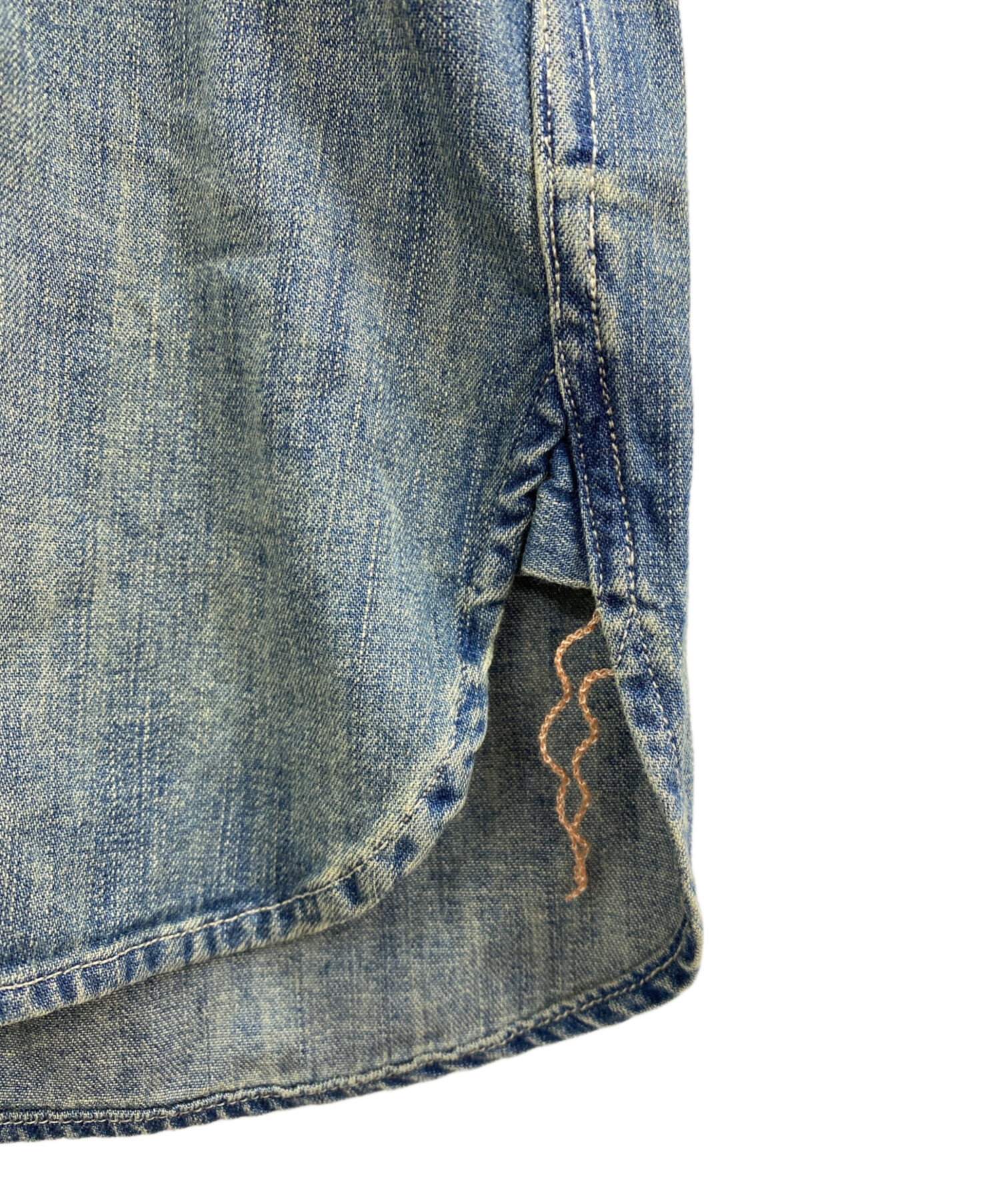 最高のヴィンテージ加工 万能アイテム RRL インディゴ デニムワークシャツ インディゴ デニム パッチワーク ワークシャツ | ラルフ ローレン公式