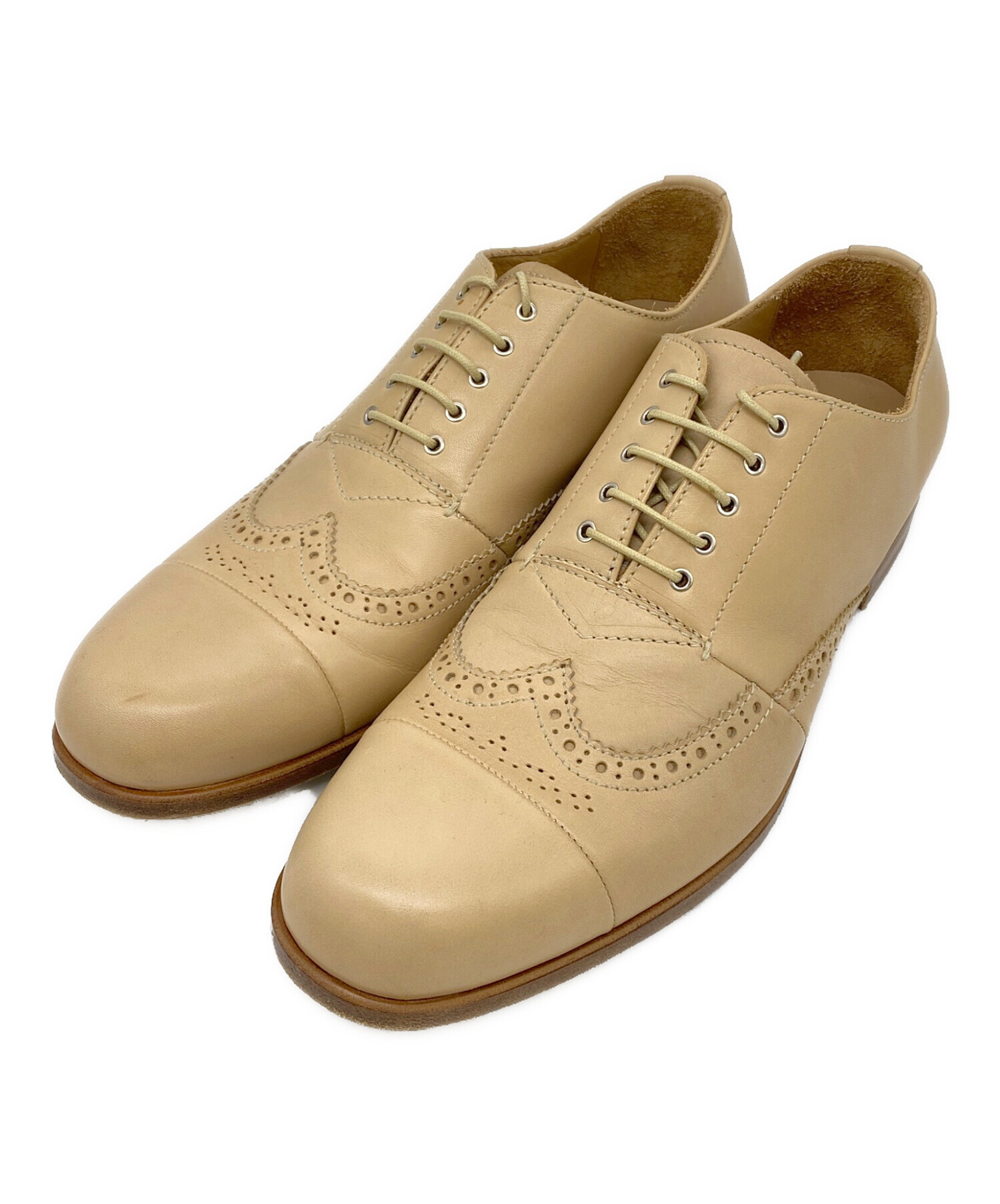 中古・古着通販】PRADA (プラダ) ウィングチップシューズ ベージュ 