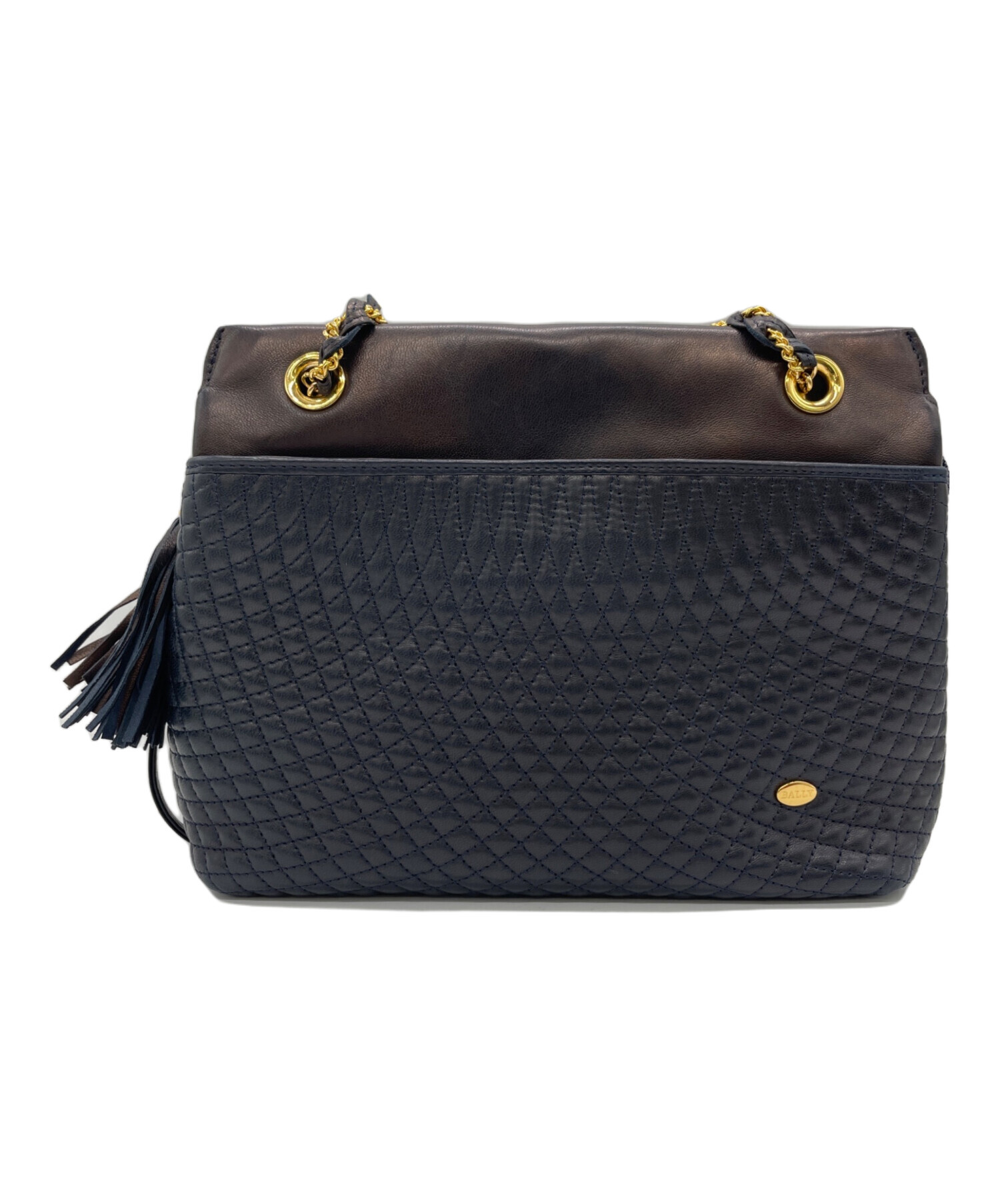 中古・古着通販】BALLY (バリー) レザーショルダーバッグ ネイビー