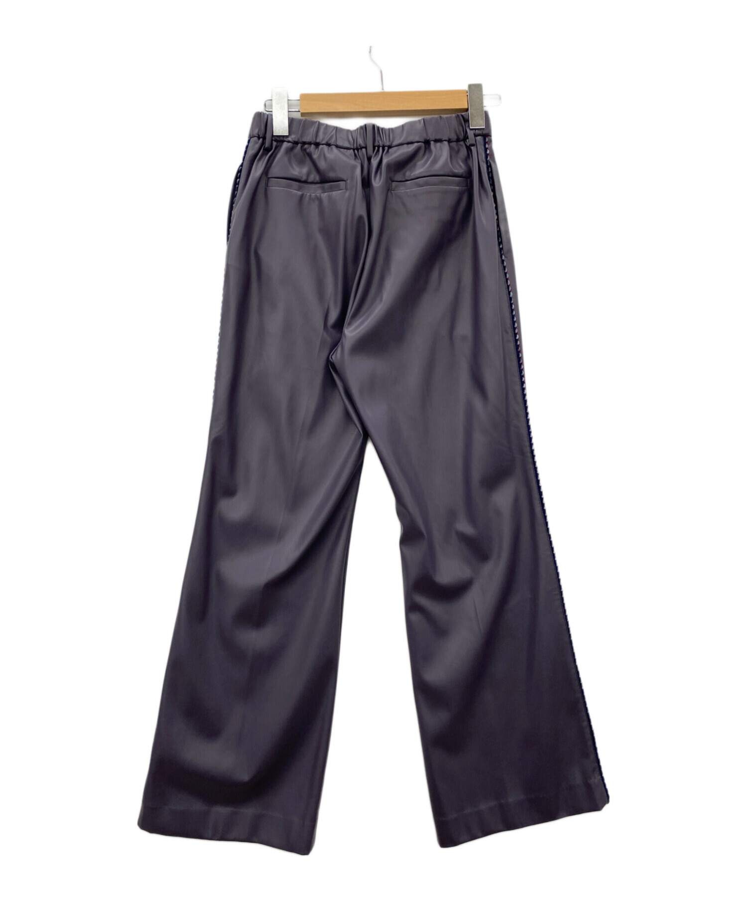 中古・古着通販】Coohem (コーヘン) KNIT SIDELINE LEATHER PANTS
