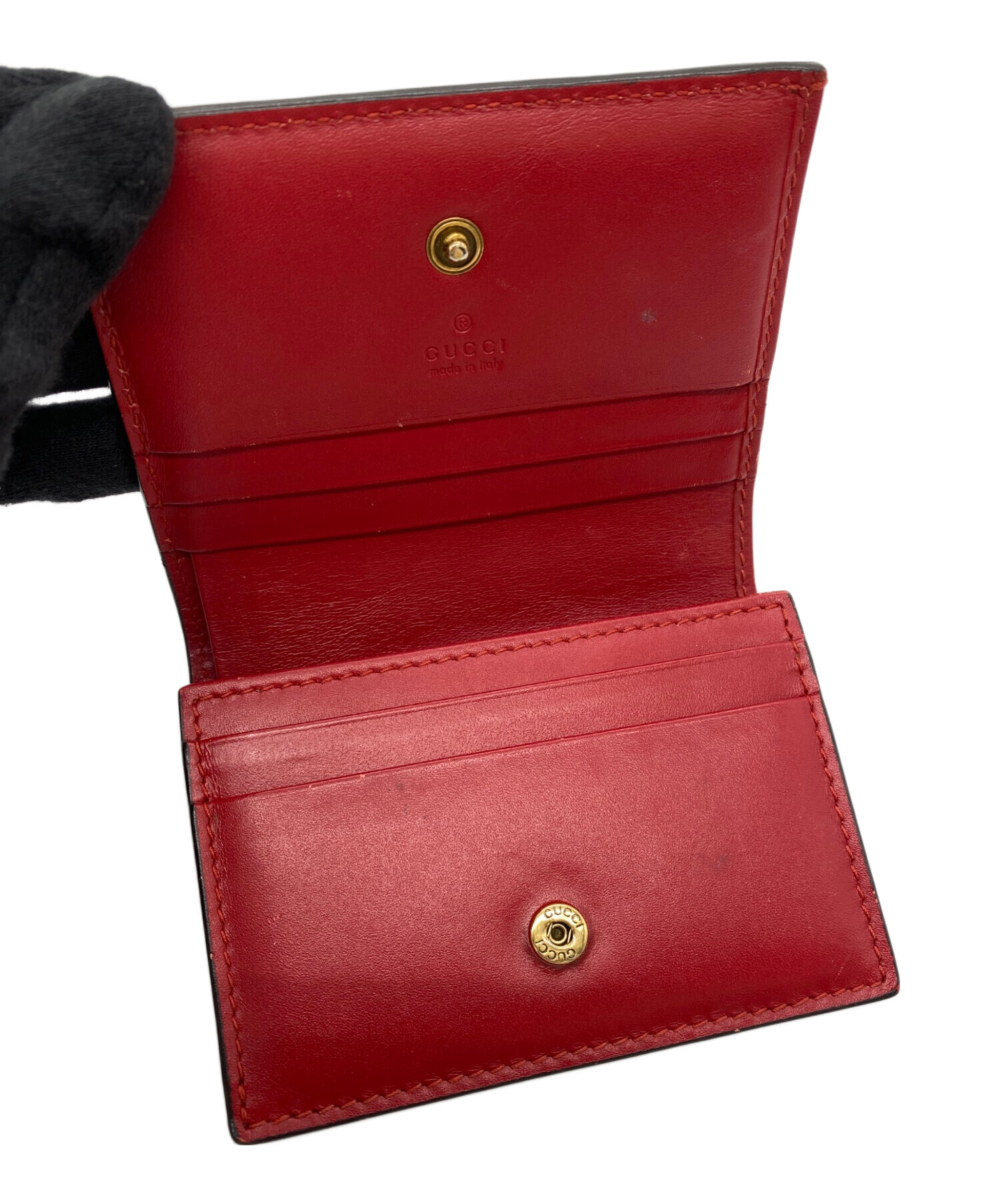 中古・古着通販】GUCCI (グッチ) 2つ折り財布 レッド｜ブランド・古着