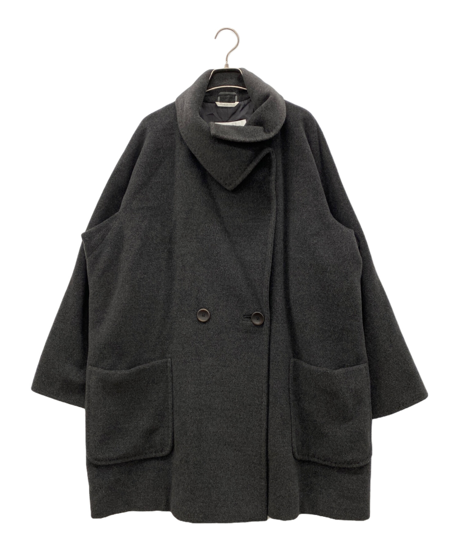 MaxMara マックスマーラ カシミヤ混チェスターコート ブラック　女優襟 MaxMara マックスマーラ カシミヤ混チェスターコート ブラック