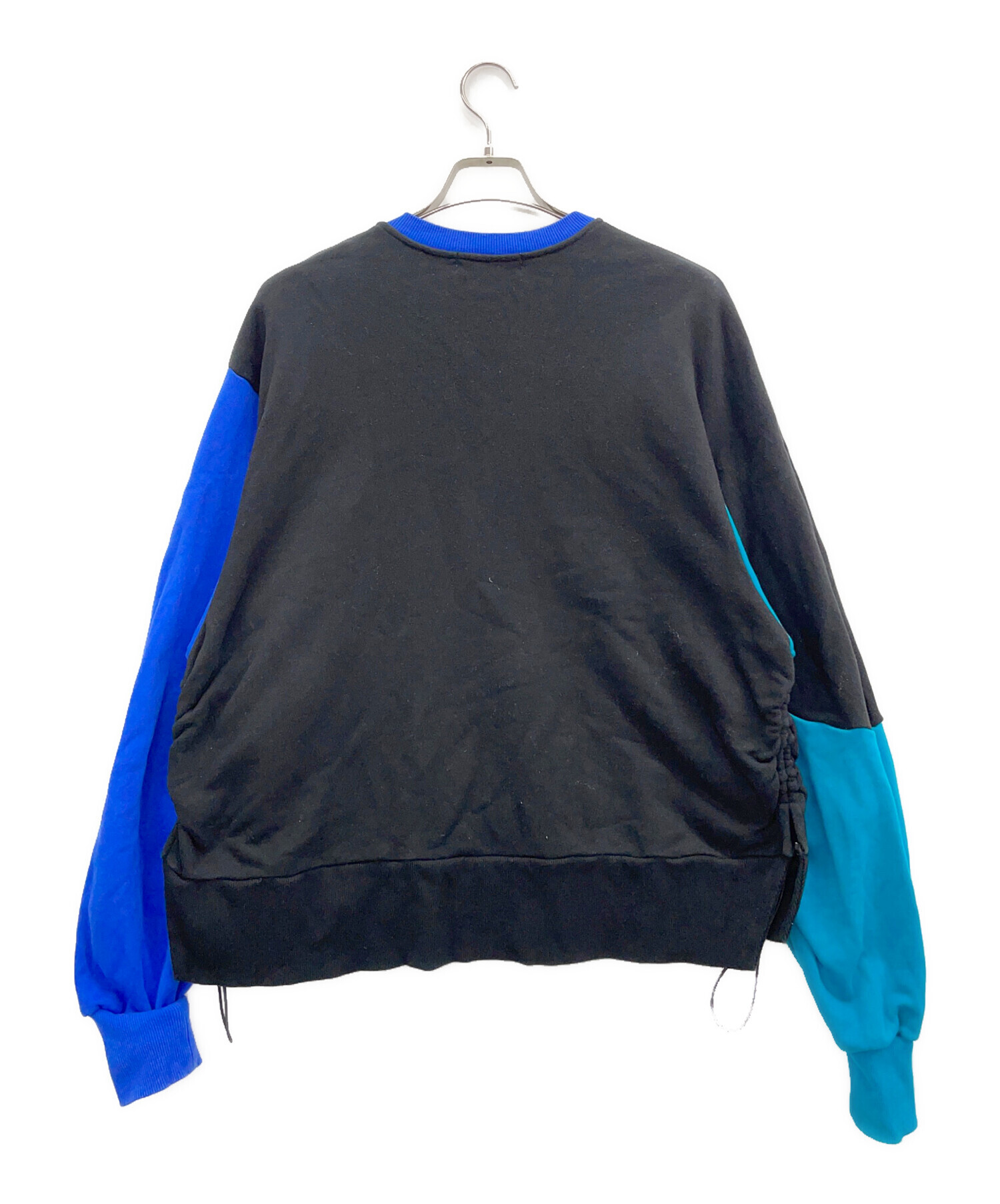 HeRIN.CYE / ヘリンドットサイ | Asymmetry boy friend tops  / アシンメトリー ボーイフレンド トップス / オーバー スウェット | F | ブラック/ブルー | レディース HeRIN.CYE / ヘリンドットサイ | Asymmetry boy friend tops