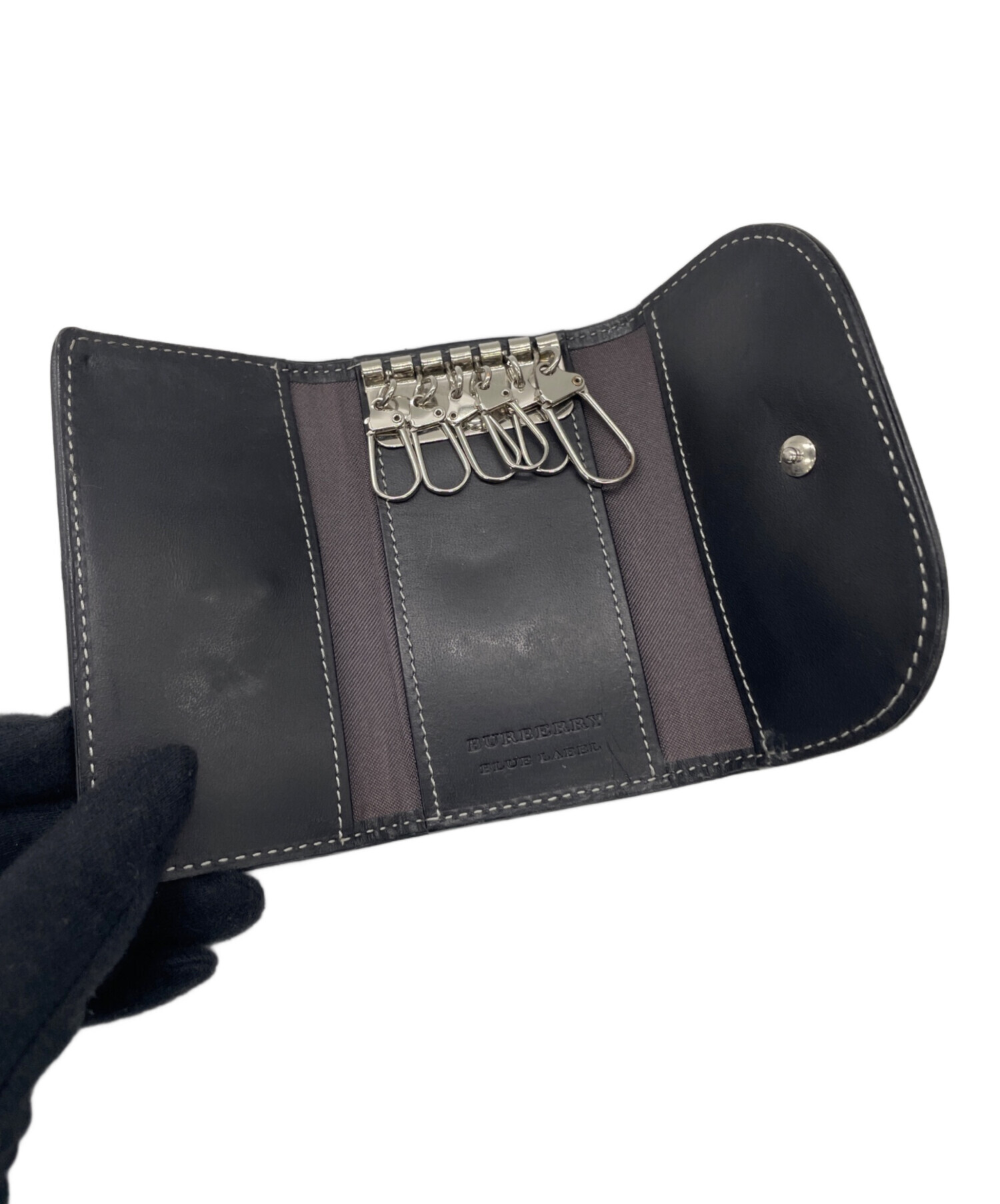BURBERRY BLUE LABEL キーケース ノバチェック ホースロゴ BURBERRY BLUE LABEL バーバリーブルーレーベル 4連キーケース