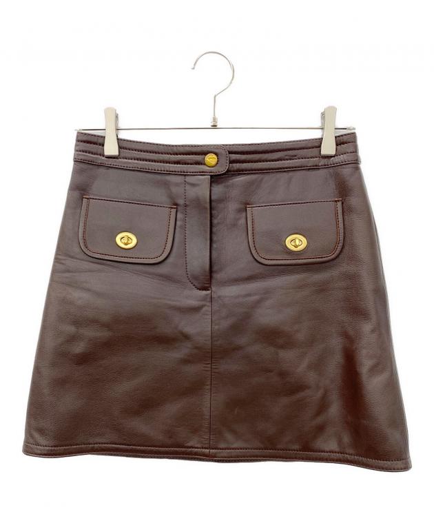 中古・古着通販】COACH (コーチ) ラムレザースカート ブラウン サイズ