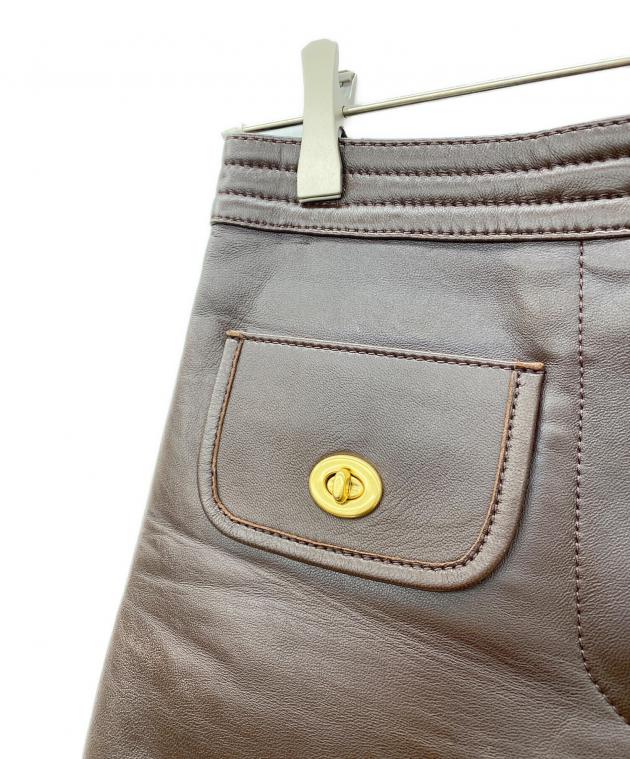 中古・古着通販】COACH (コーチ) ラムレザースカート ブラウン サイズ