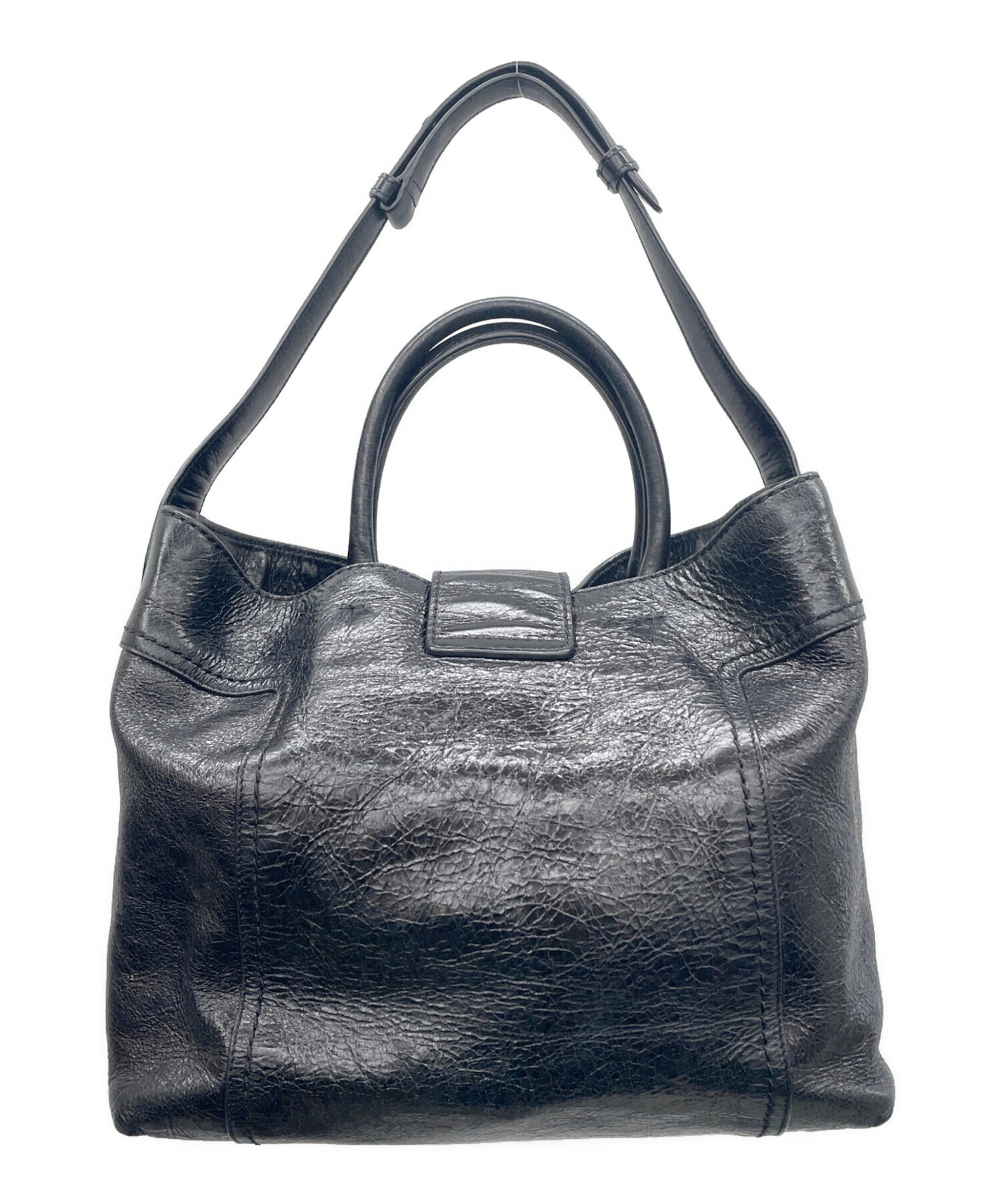 中古・古着通販】TOD'S (トッズ) ダブルTレザートートバッグ ブラック