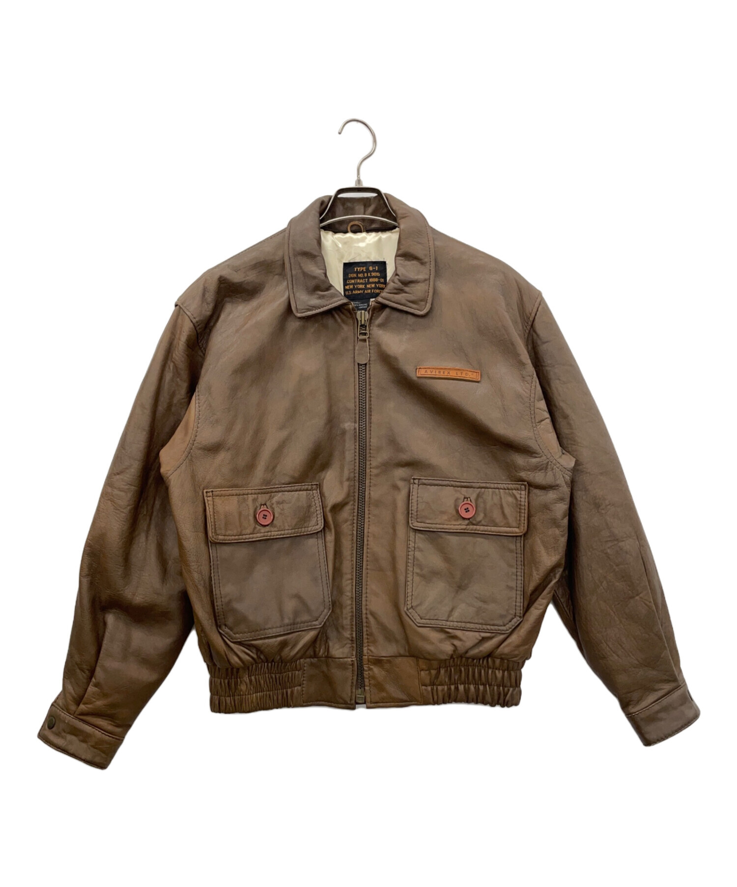 AVIREX U.S. ARMY ベージュレザージャケット　L 革ジャン　M65 中古・古着通販】AVIREX (アヴィレックス) US ARMY (ユーエスアーミー