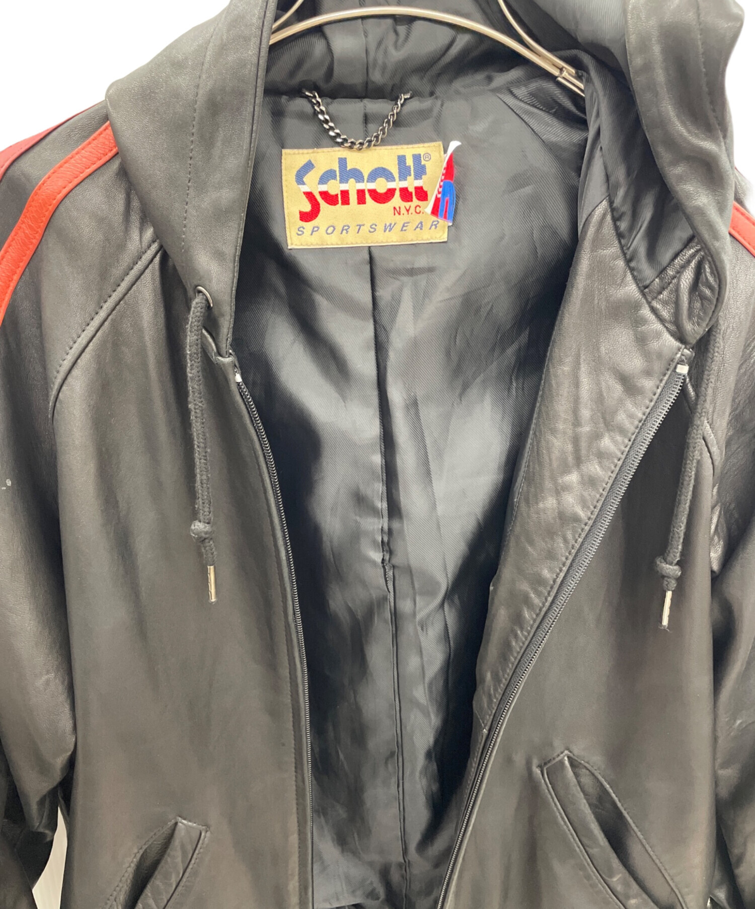 schott レザートラックジャケット S レッド 羊革 中古・古着通販】Schott (ショット) レザートラックジャケット