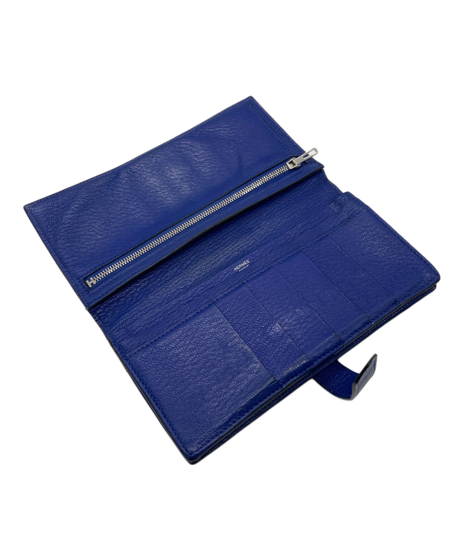 中古 エルメス HERMES ユニセックス 二つ折り財布 ブルーゼリージュ ヴォーエプソン 中古・古着通販】HERMES (エルメス) 2つ折り財布 ブルー｜ブランド
