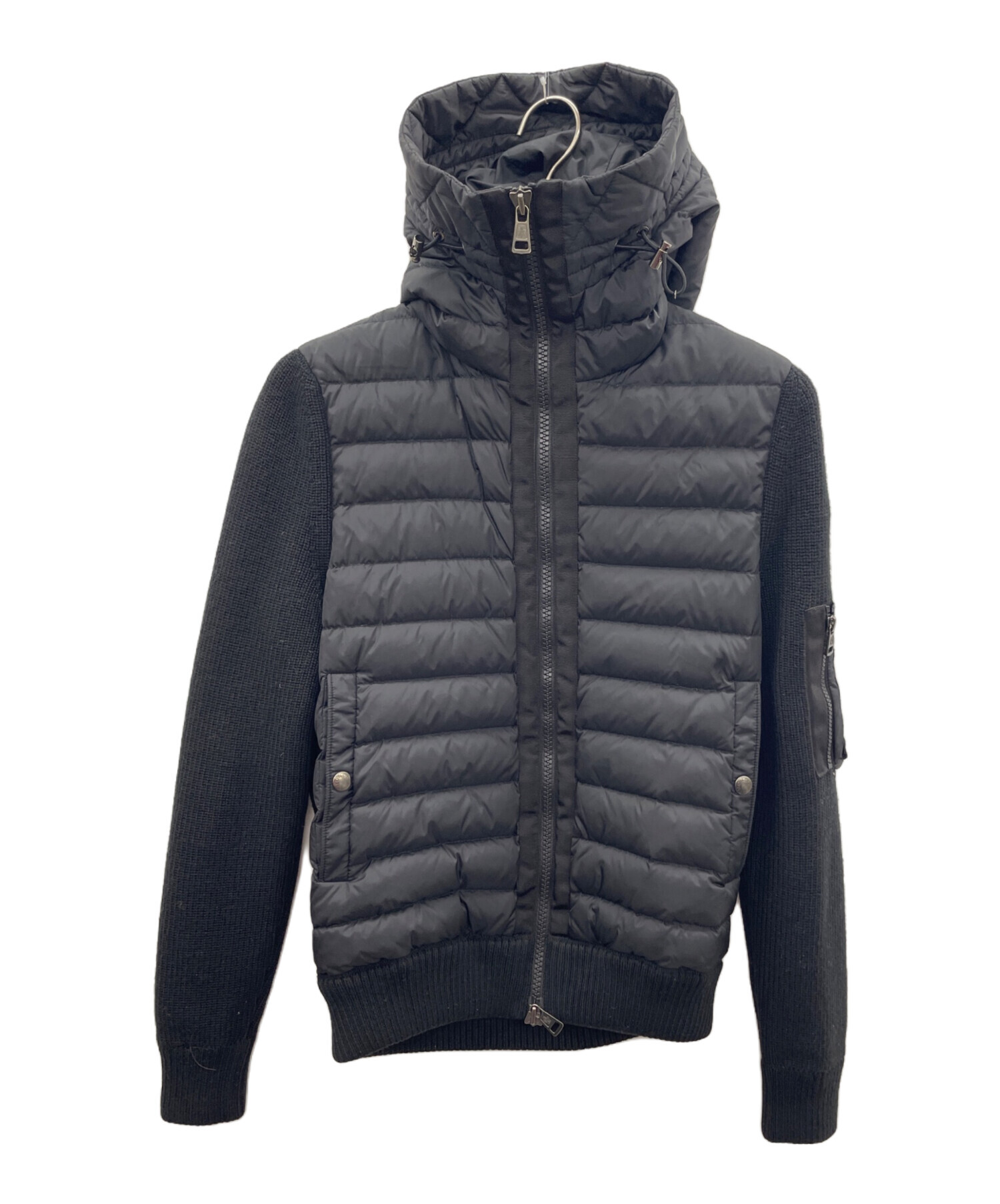 【中古】MONCLER（モンクレール）ニット切替 ダウンジャケットブラックS 中古・古着通販】MONCLER (モンクレール) ニット切替ダウンジャケット