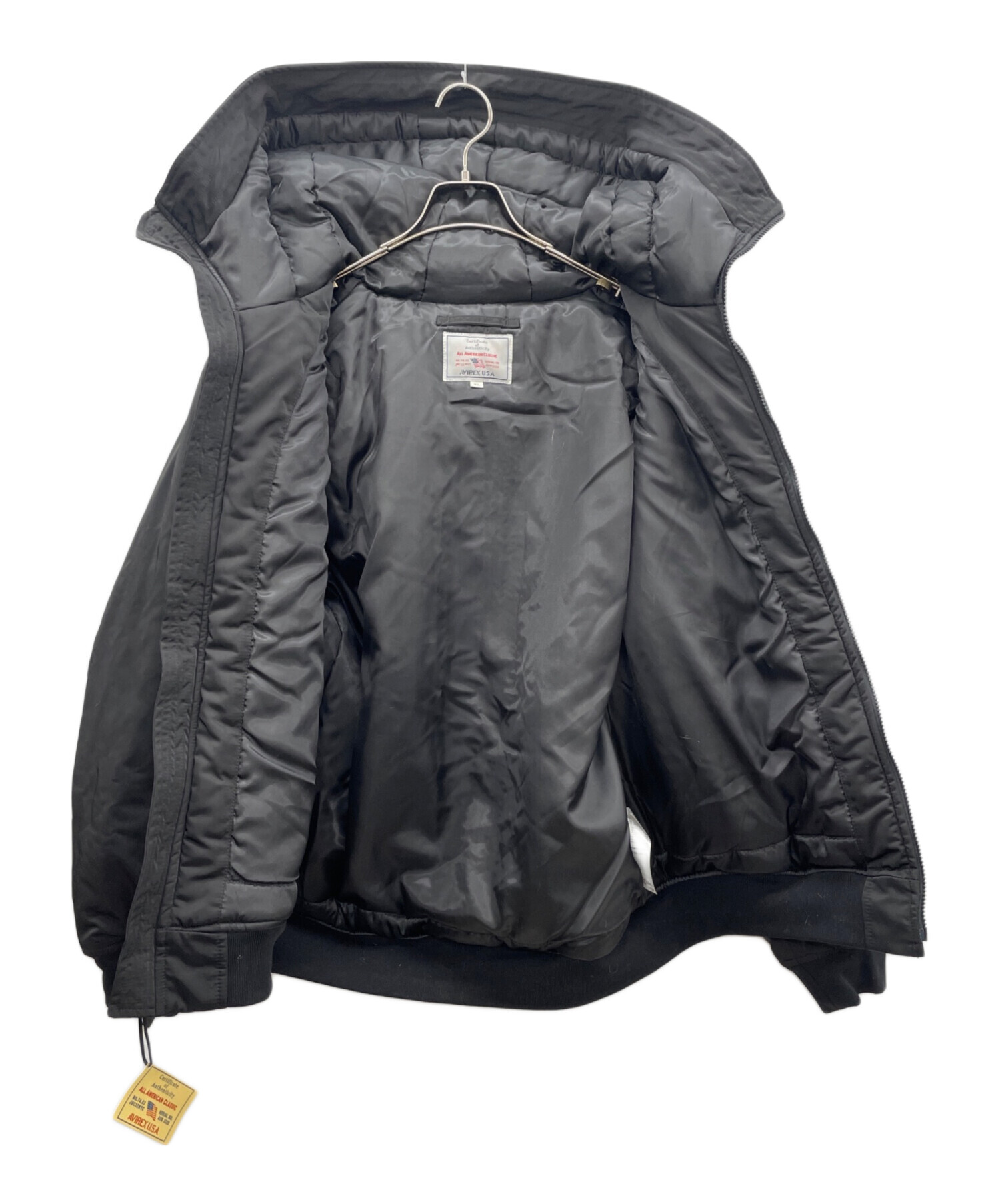 AVIREX フード付きジャケット XL ブラック 中古・古着通販】AVIREX (アヴィレックス) 中綿フーデットジャケッ