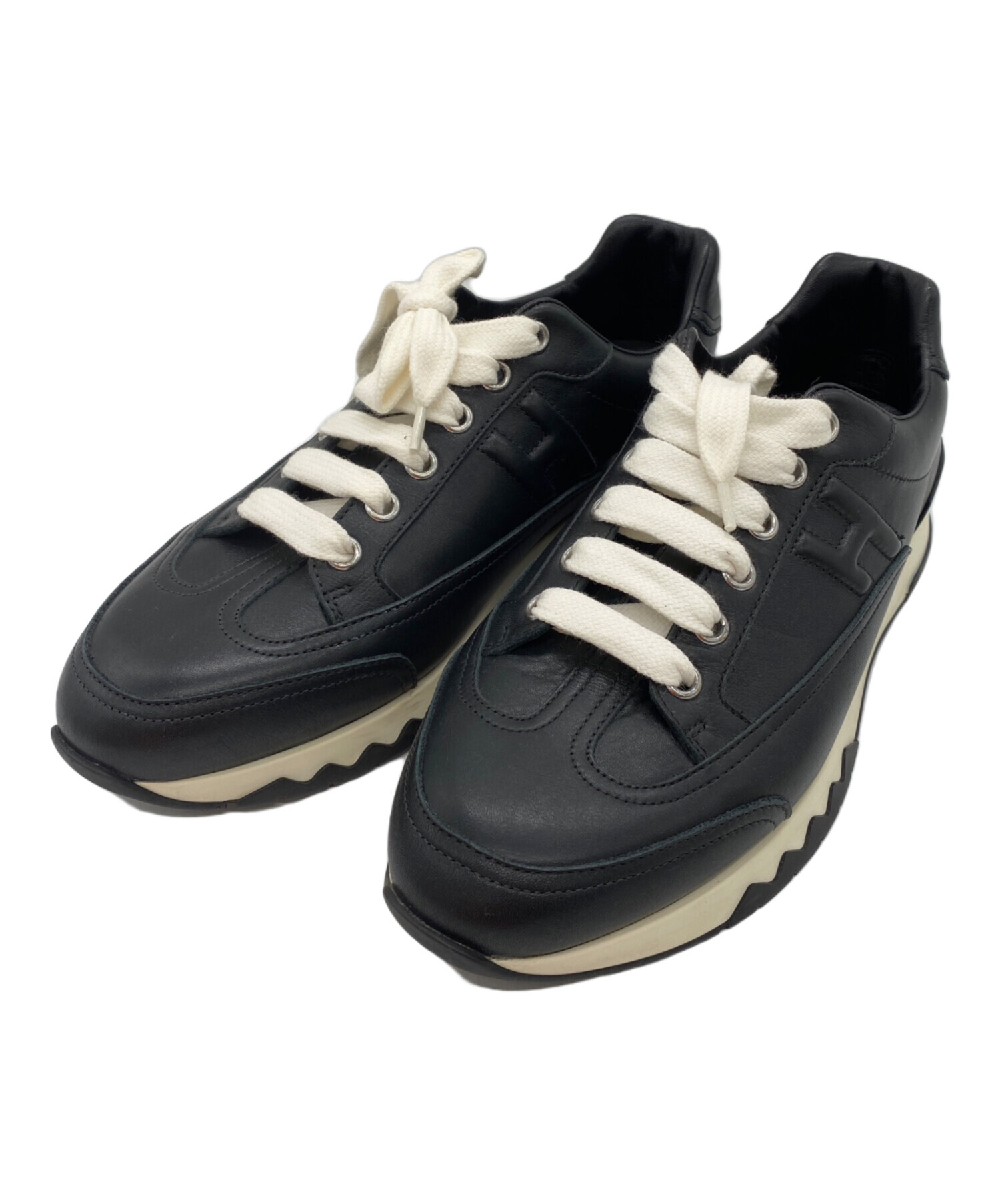 エルメス　スニーカー　黒　37 23.5 靴 中古・古着通販】HERMES (エルメス) スニーカー ブラック サイズ:37 1