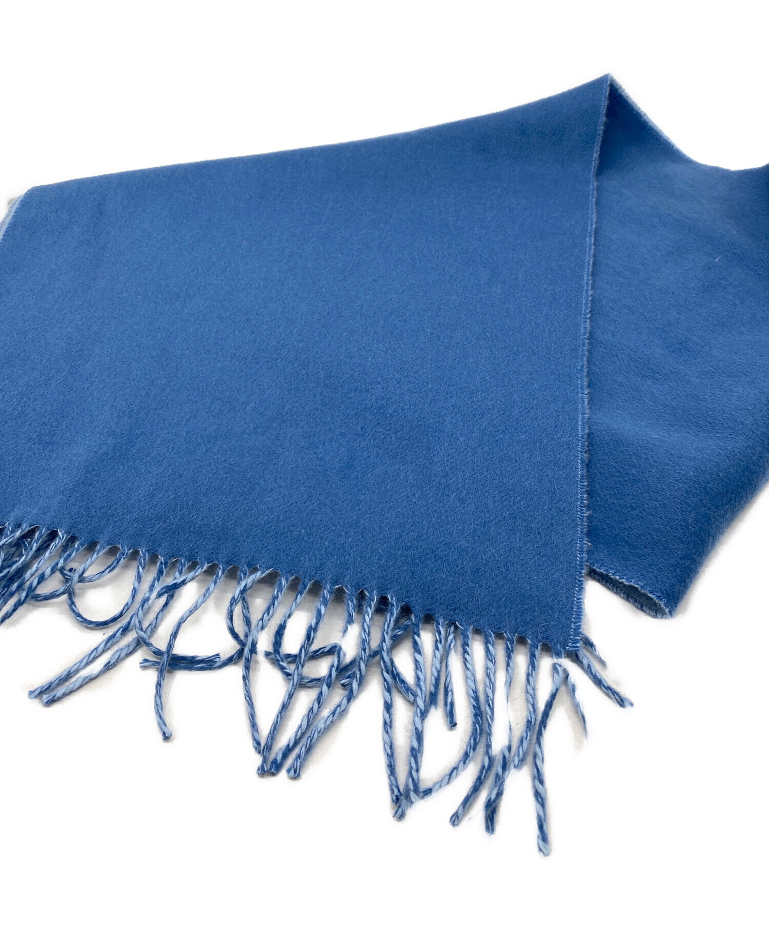 ❤お得なお品❤クリーニング済み カシミヤマフラー ブルーｘライトブルー エルメス 中古・古着通販】HERMES (エルメス) カシミヤマフラー ブルー