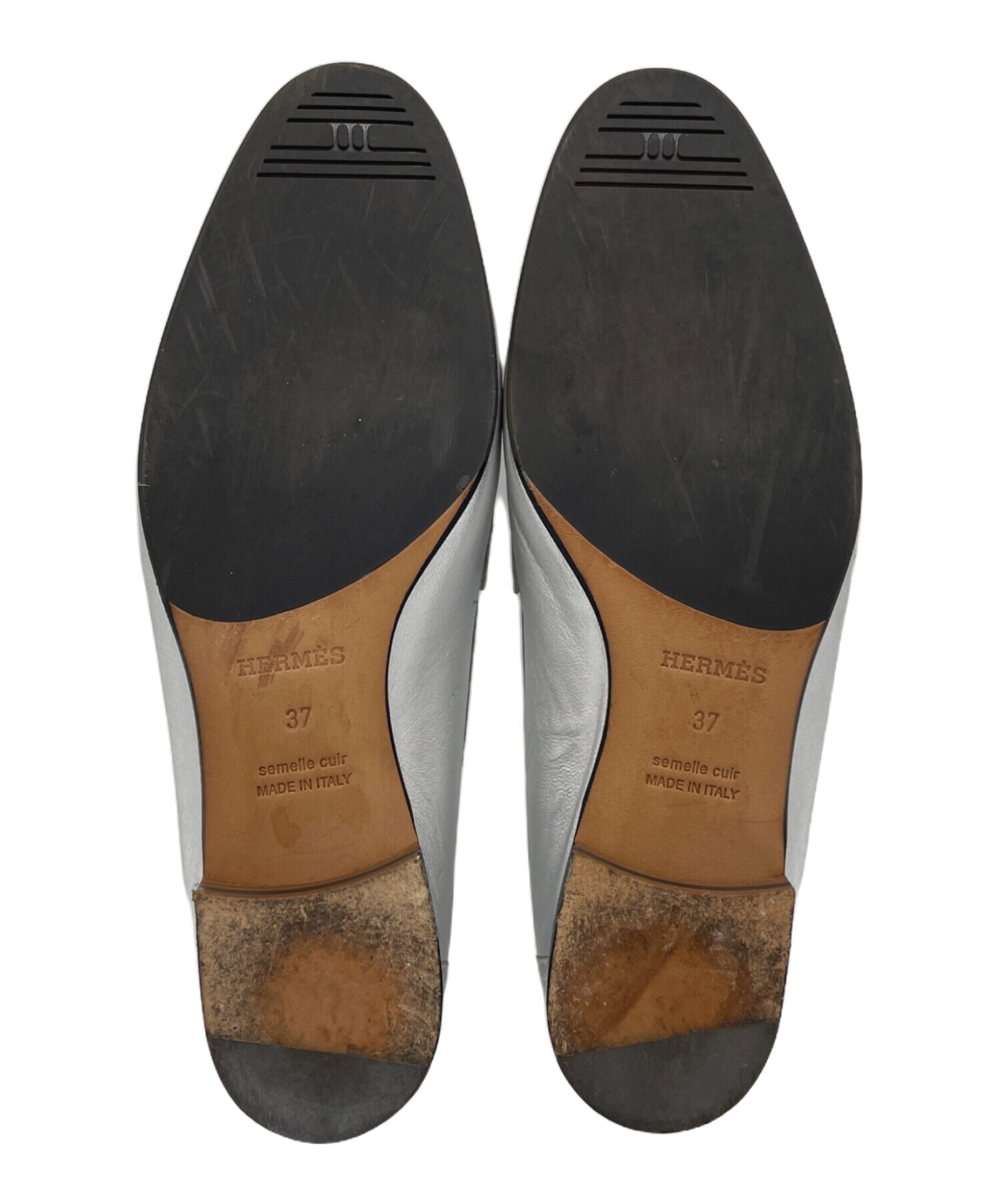 中古・古着通販】HERMES (エルメス) モカシンパリ シルバー サイズ:UK3