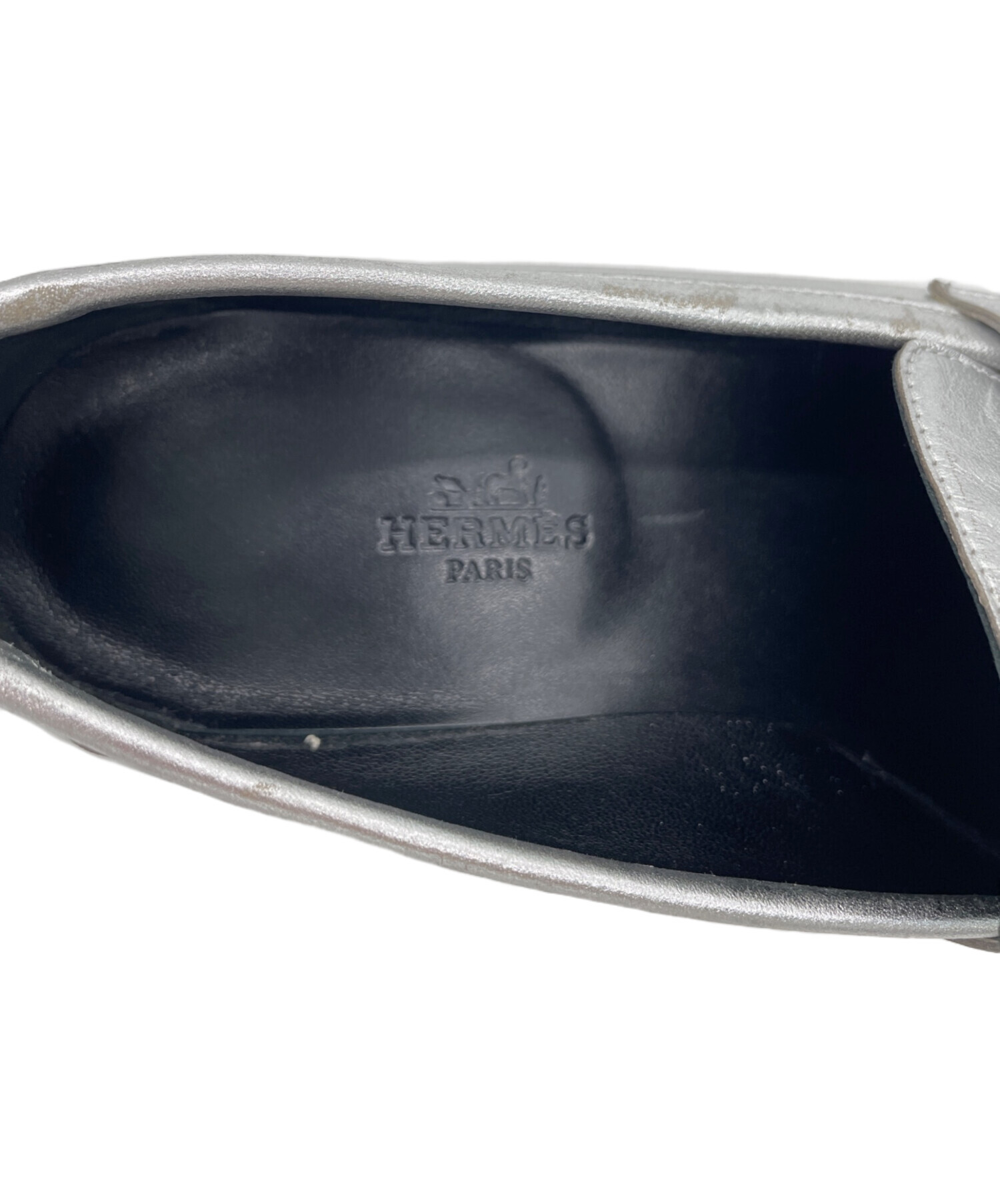 中古・古着通販】HERMES (エルメス) モカシンパリ シルバー サイズ:UK3