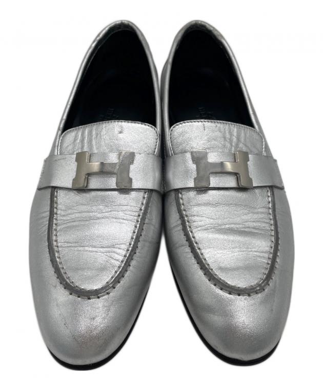 中古・古着通販】HERMES (エルメス) モカシンパリ シルバー サイズ:UK3