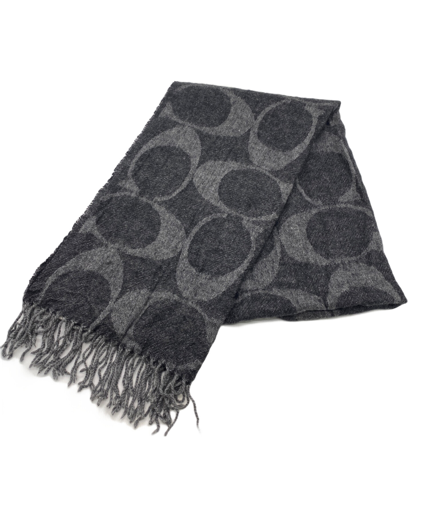 【美品】COACH グレー マフラー カシミヤ COACH（コーチ）の「リバーシブル シグネチャー カシミヤ マフラー