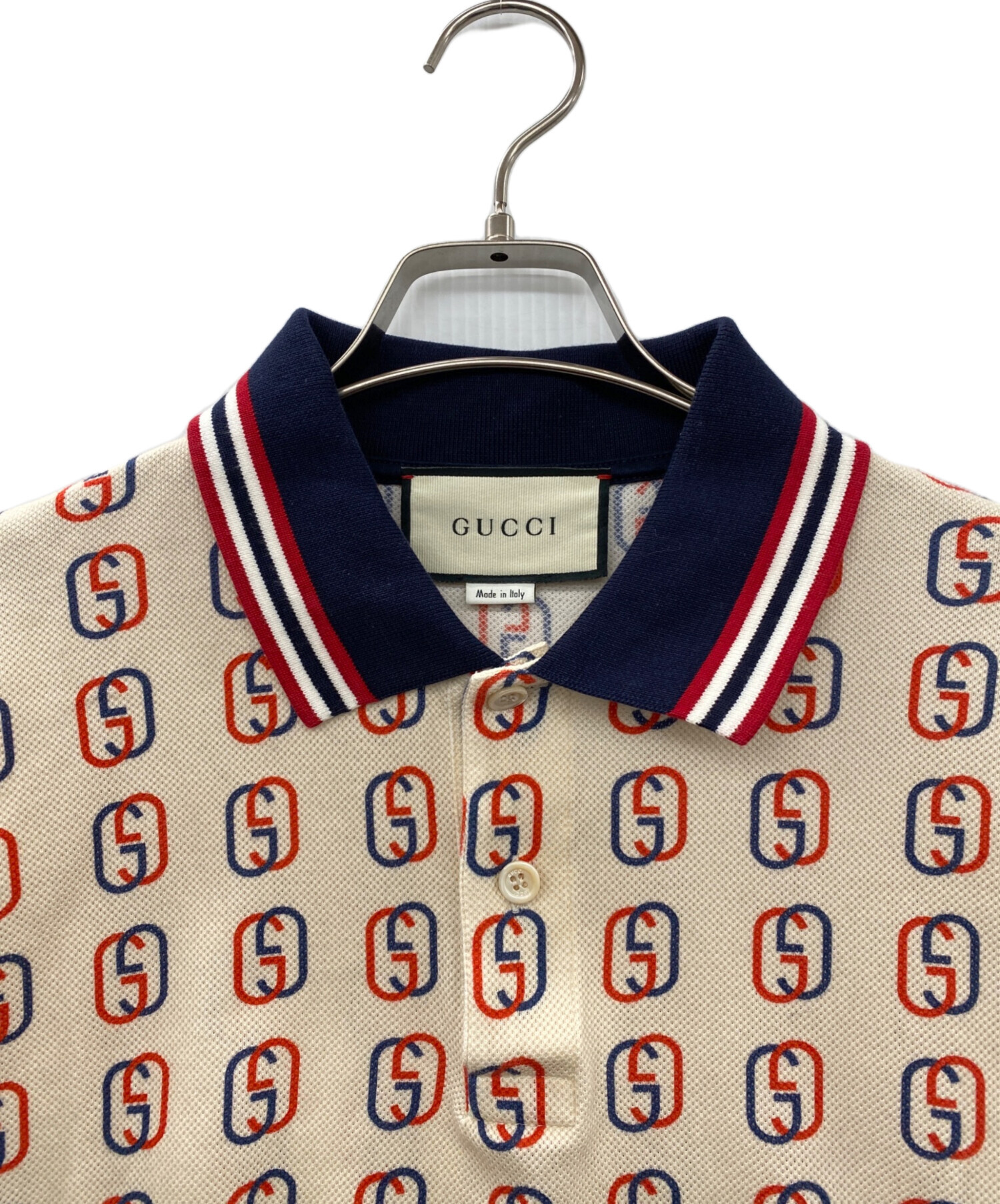 中古・古着通販】GUCCI (グッチ) 半袖ポロシャツ ネイビー×レッド