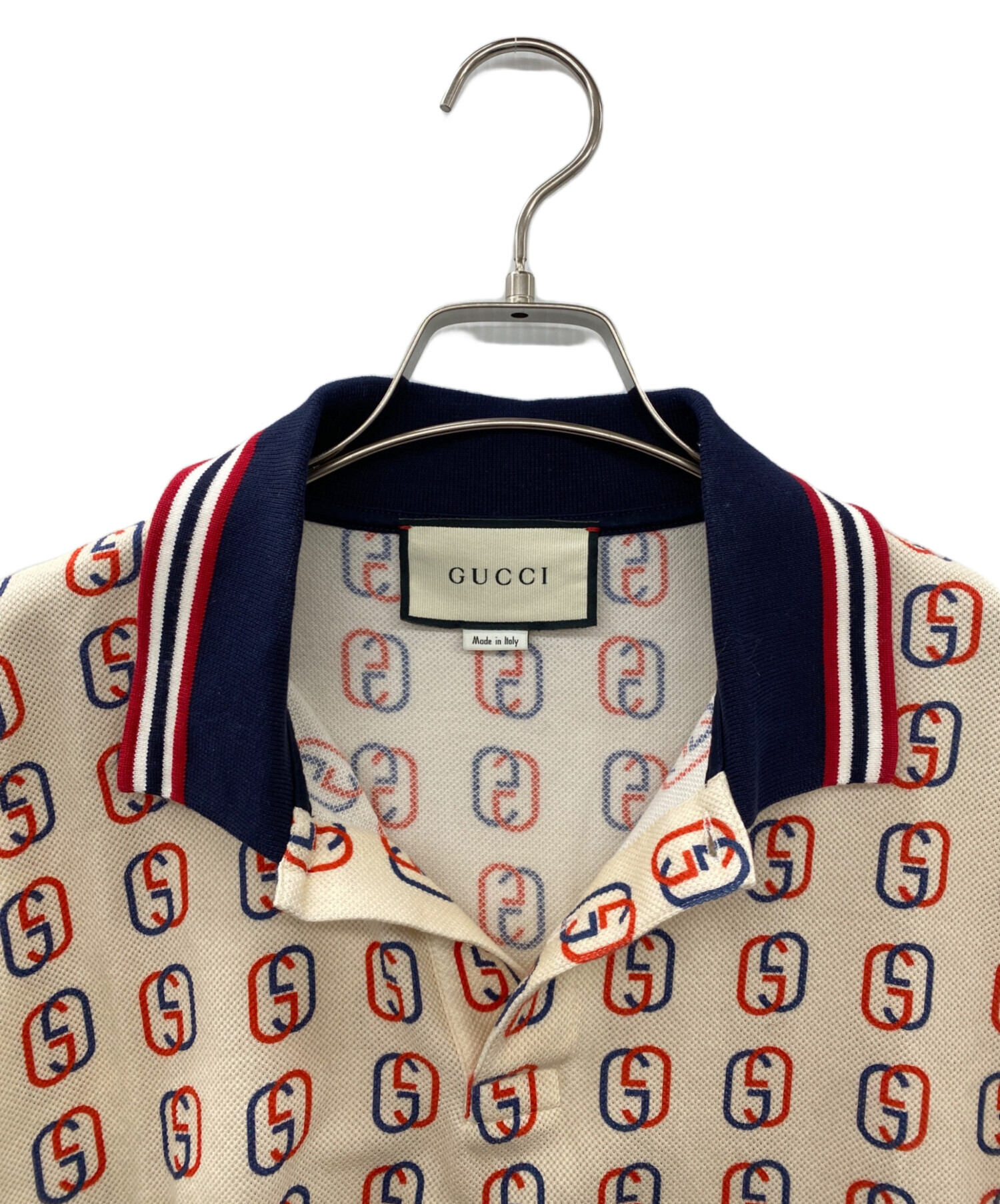 中古・古着通販】GUCCI (グッチ) 半袖ポロシャツ ネイビー×レッド