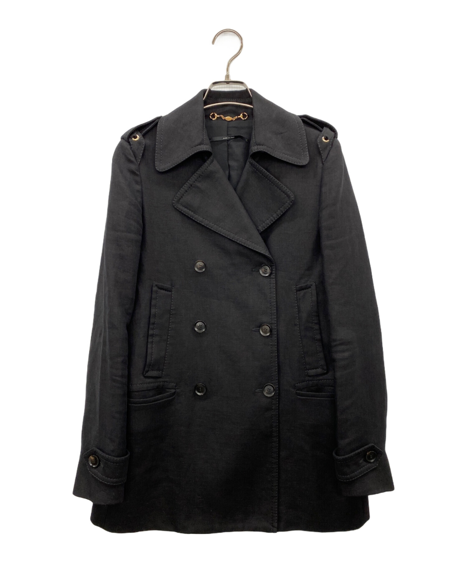 中古・古着通販】GUCCI (グッチ) ダブルブレストコート ブラック