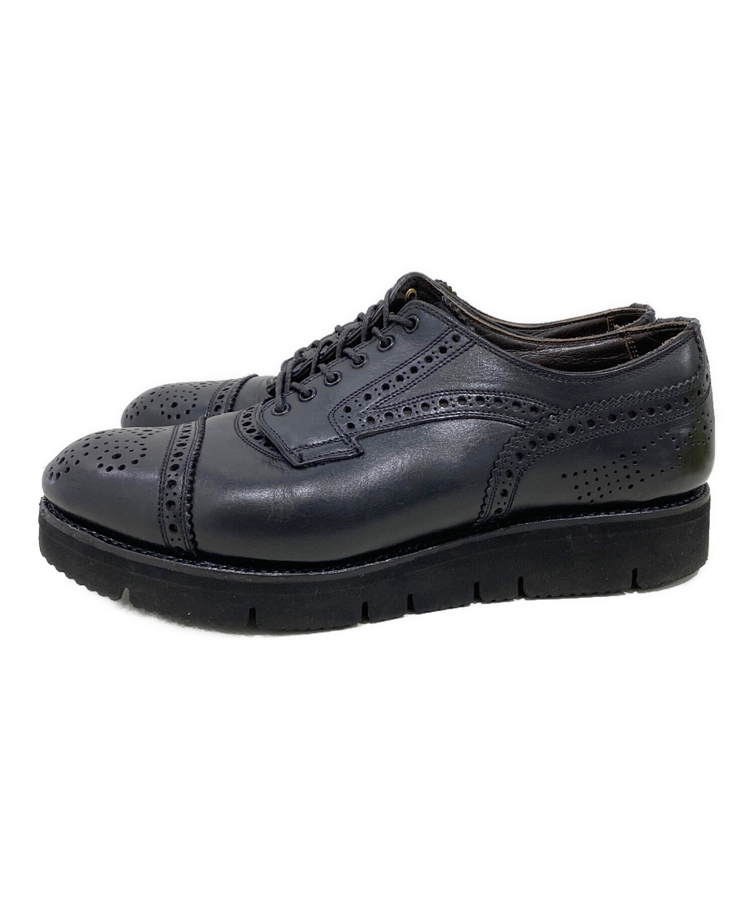 foot the coacher 黒レザー ストレートチップシューズ 中古・古着通販】foot the coacher (フットザコーチャー) ストレート