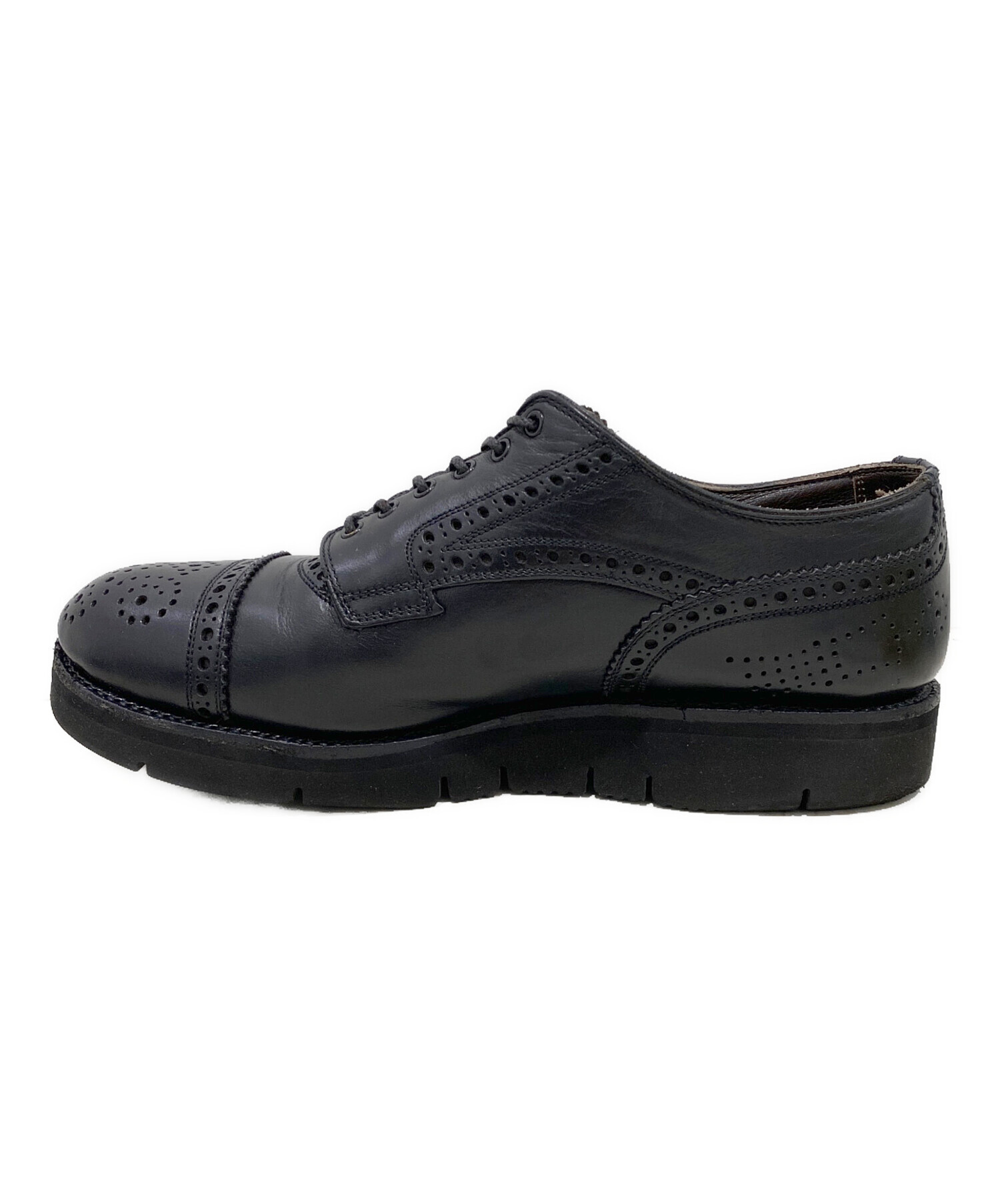 foot the coacher 黒レザー ストレートチップシューズ 中古・古着通販】foot the coacher (フットザコーチャー) ストレート