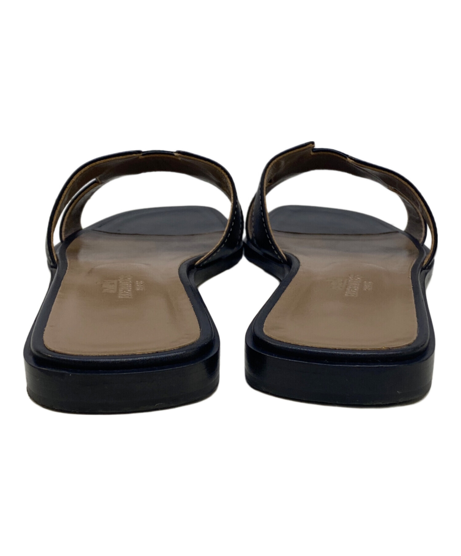 中古・古着通販】HERMES (エルメス) レザーサンダル ブラック サイズ