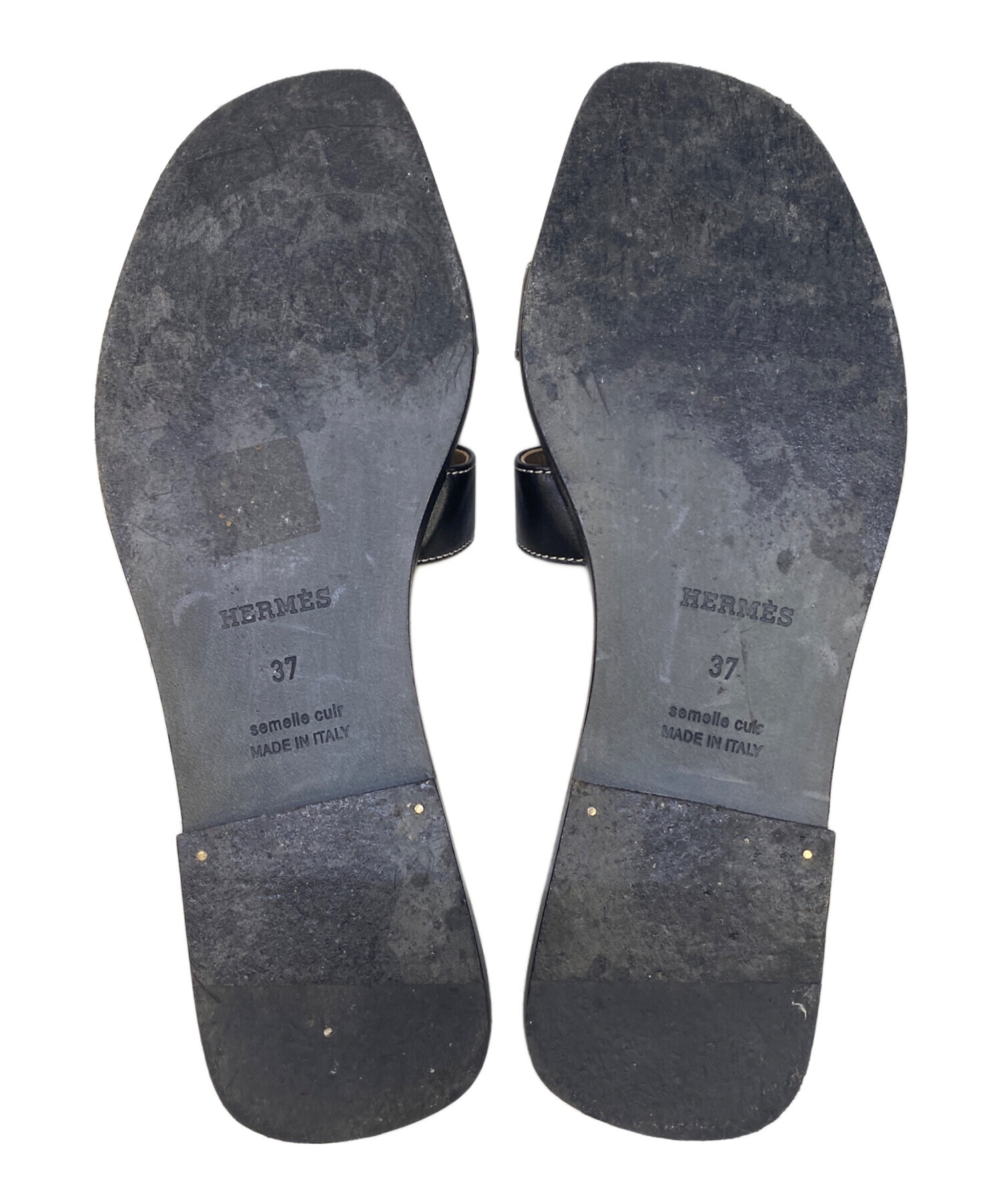 中古・古着通販】HERMES (エルメス) レザーサンダル ブラック サイズ