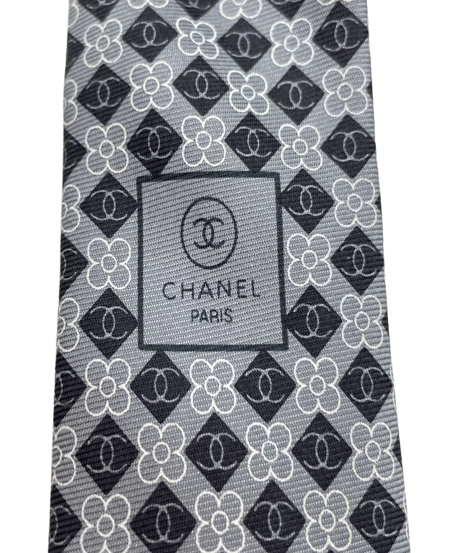 中古・古着通販】CHANEL (シャネル) ネクタイ ブラック×グレー サイズ