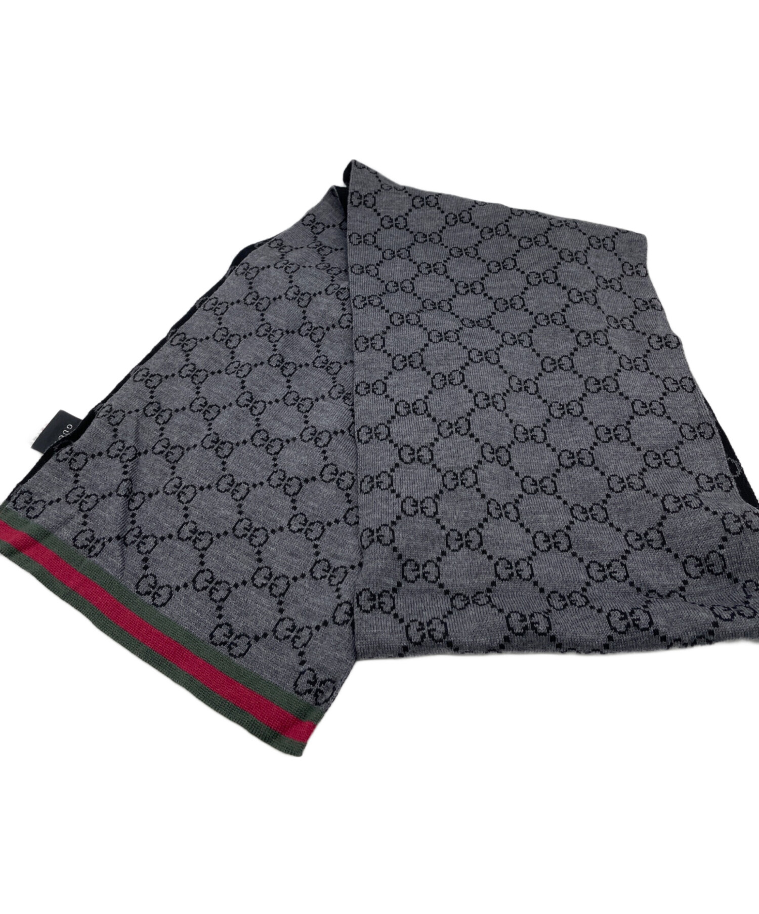 中古・古着通販】GUCCI (グッチ) GG柄ウールマフラー ブラック 中古・古着通販】GUCCI (グッチ) GG柄ウールマフラー ブラック