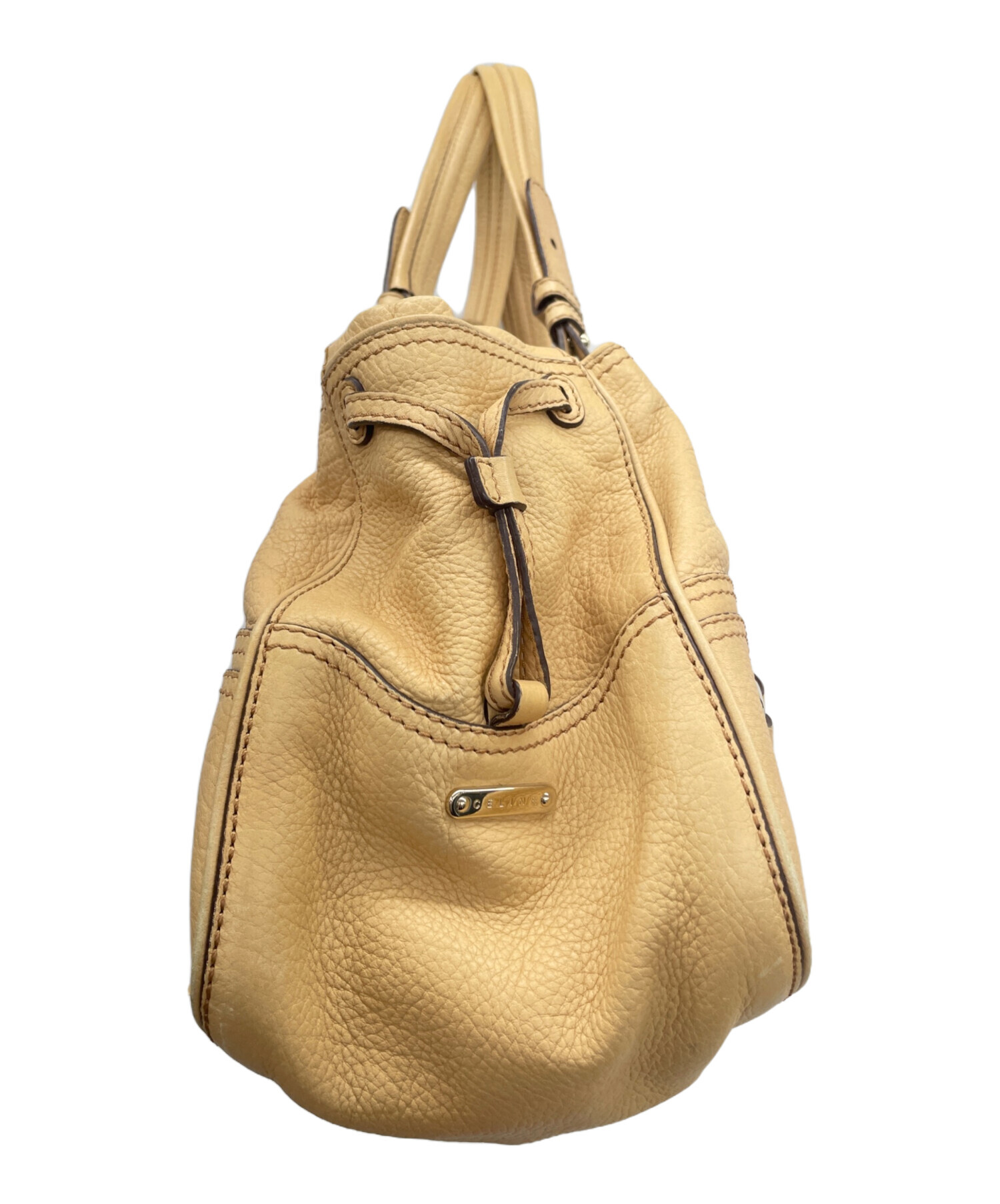 中古・古着通販】CELINE (セリーヌ) レザーハンドバッグ ベージュ 