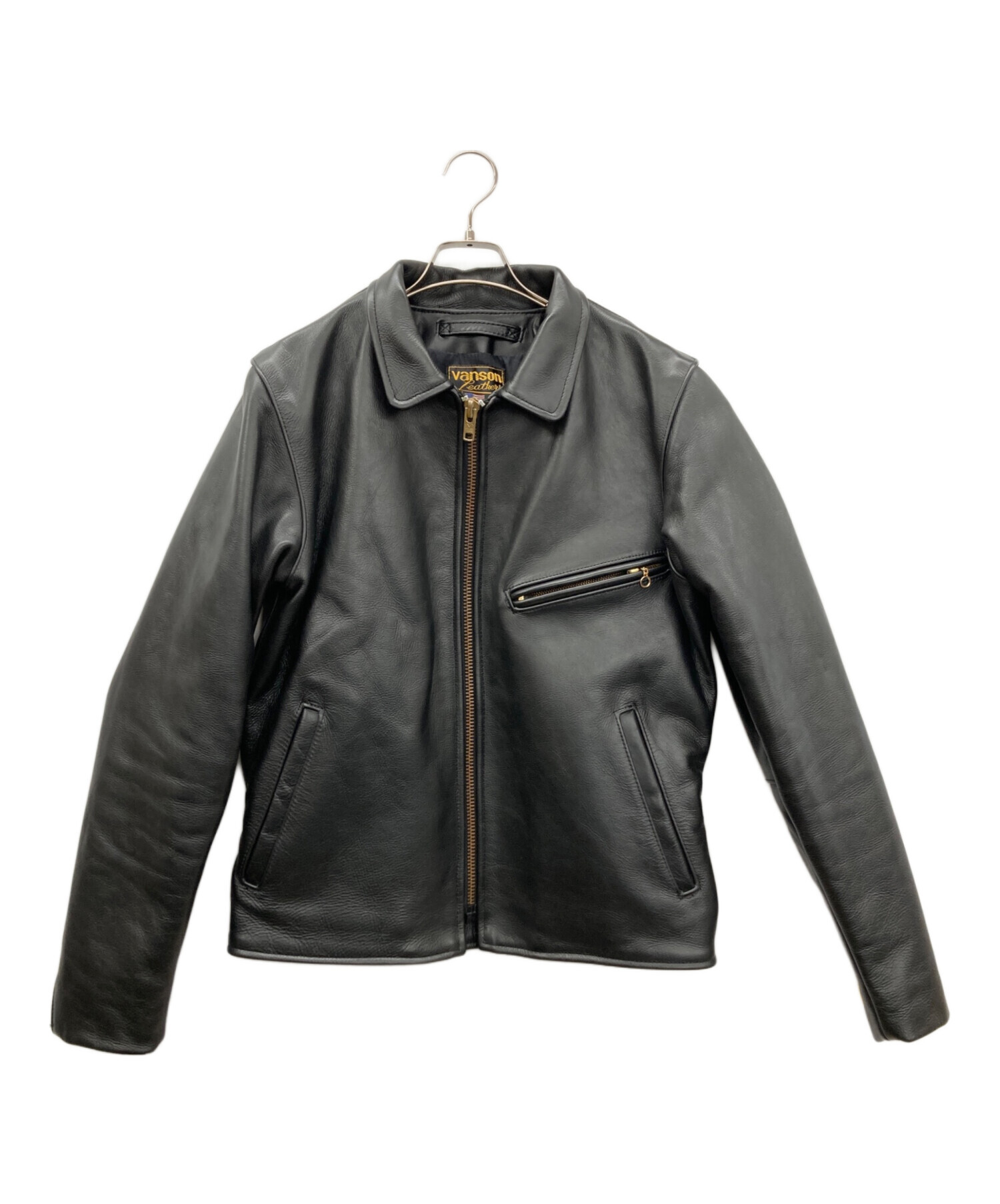 vanson レザージャケット 38サイズ 黒 中古・古着通販】VANSON (バンソン) レザージャケット ブラック サイズ