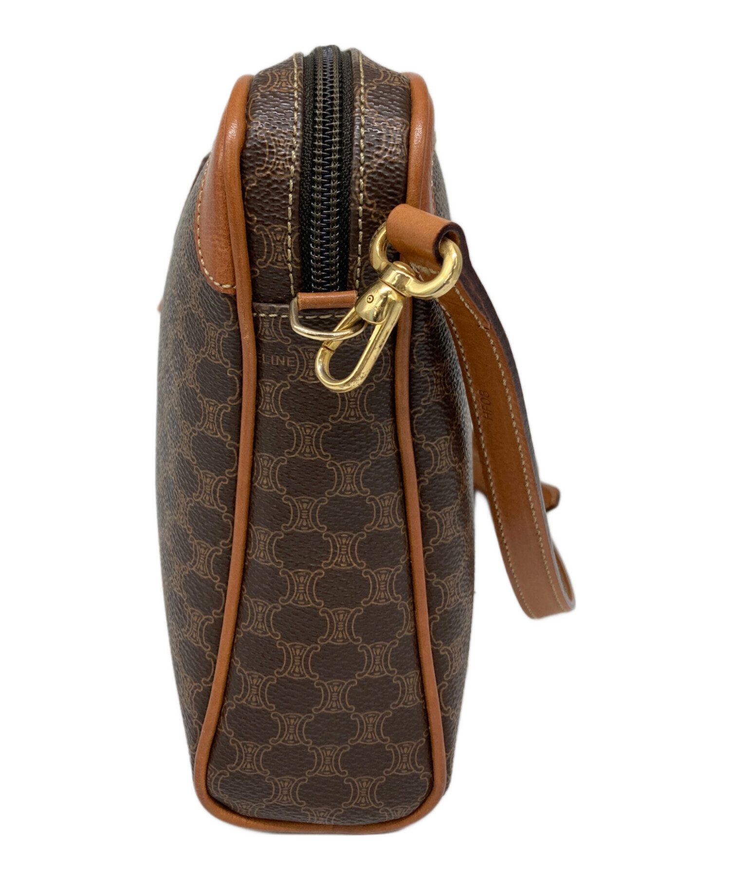 【美品】CELINE ショルダーバッグ ブラウン/ブラック 中古・古着通販】CELINE (セリーヌ) ショルダーバッグ ブラウン