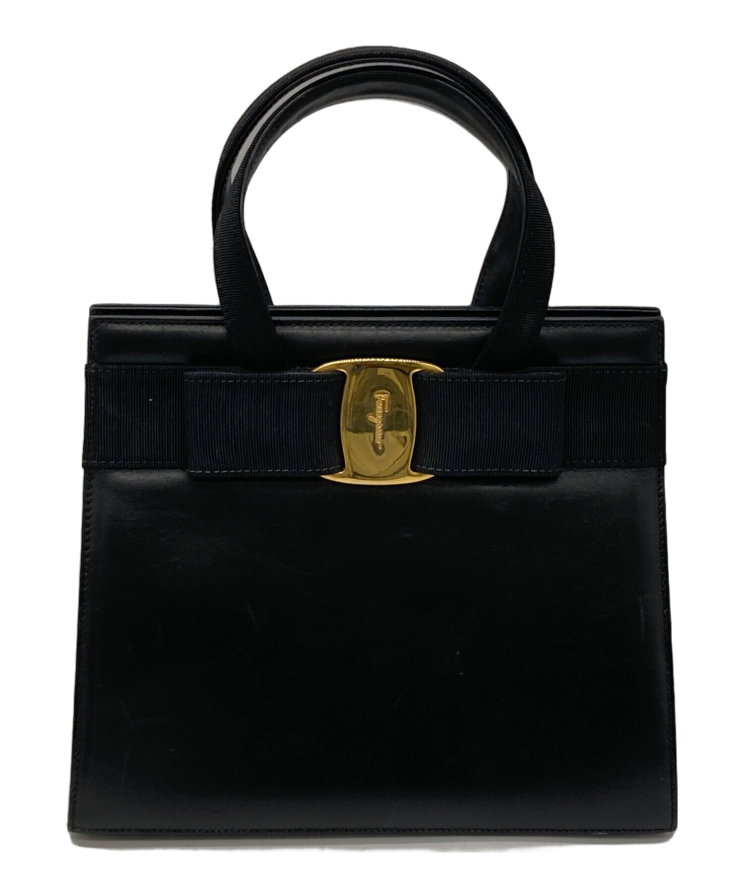 中古・古着通販】Ferragamo (フェラガモ) ハンドバッグ ブラック 