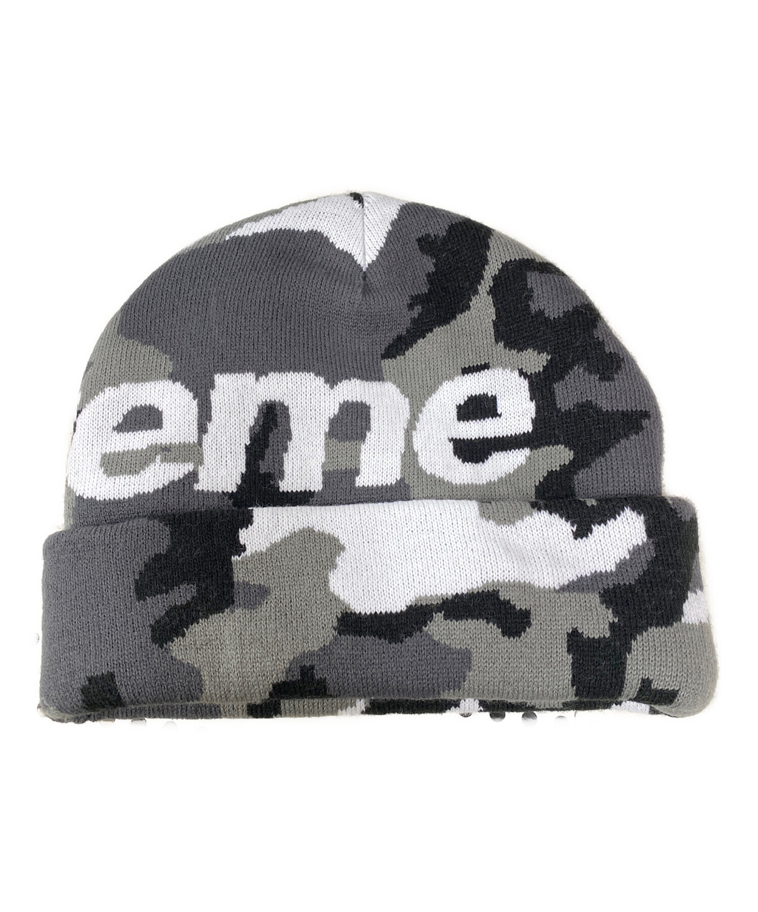 Supreme 花柄ニット帽 グレー　深めで大きめです 中古・古着通販】SUPREME (シュプリーム) キャップ グレー×ホワイト
