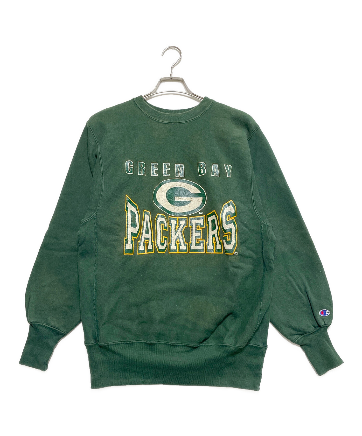 AMERICANA カットオフリバースウィーブスウェット カレッジプリント 緑 中古・古着通販】Champion REVERSE WEAVE (チャンピオン リバース