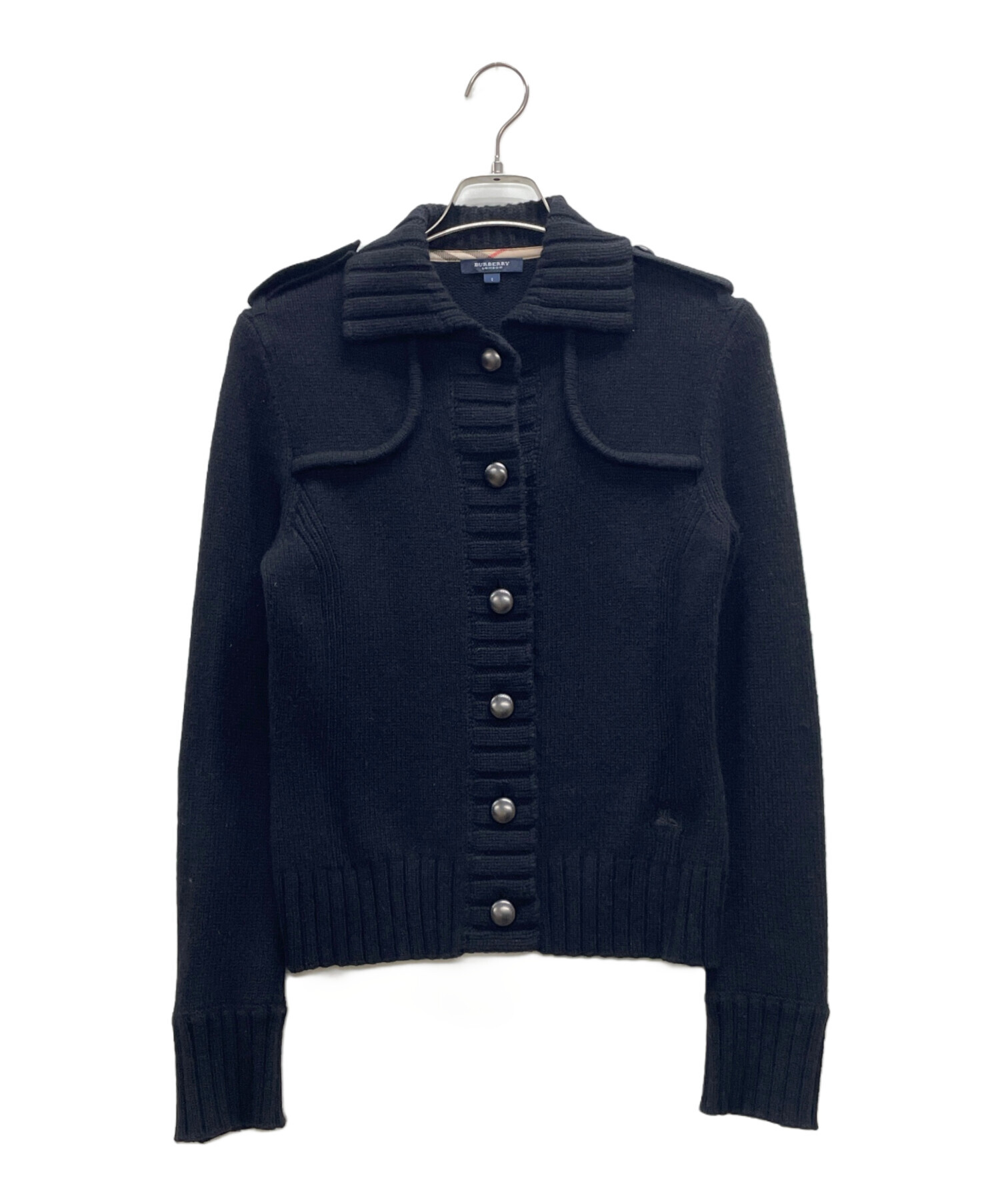 美品　BURBERRY　カーディガン　レディースSサイズ　ブラック 中古・古着通販】BURBERRY (バーバリー) 厚手カーディガン ブラック