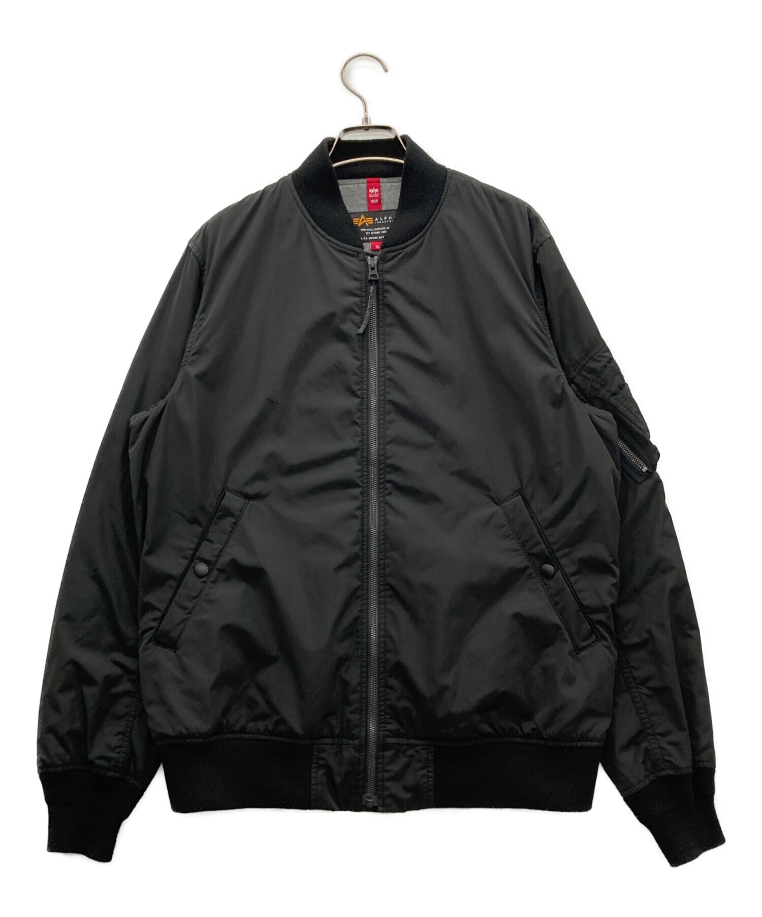 値下げ【5L】アルファ ALPHA MA-1 フライトジャケット 黒 中古美品 中古・古着通販】ALPHA (アルファ) MA-1ジャケット ブラック サイズ:XL