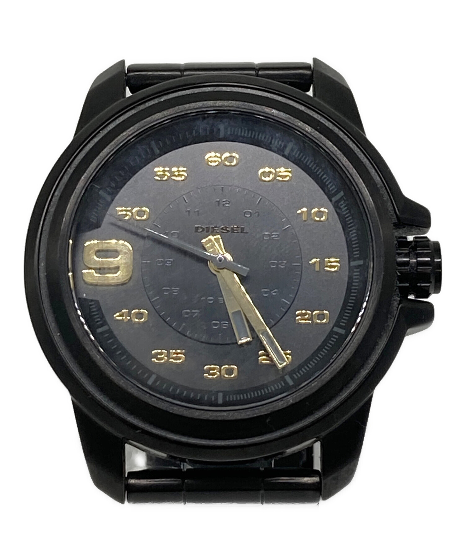 DIESEL ブラック 腕時計　美品 中古・古着通販】DIESEL (ディーゼル) 腕時計 ブラック×ゴールド