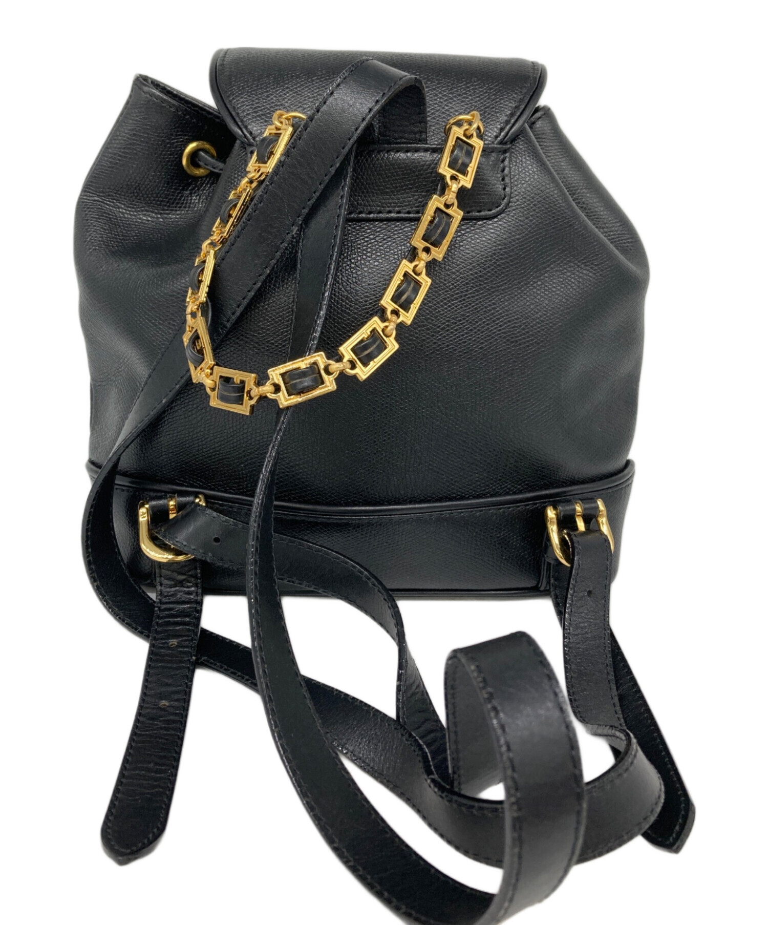 GIANNI VERSACE ジャンニヴェルサーチ　リュック　黒ナイロン×レザー 中古・古着通販】GIANNI VERSACE (ジャンニ・ヴェルサーチ) レザーミニ