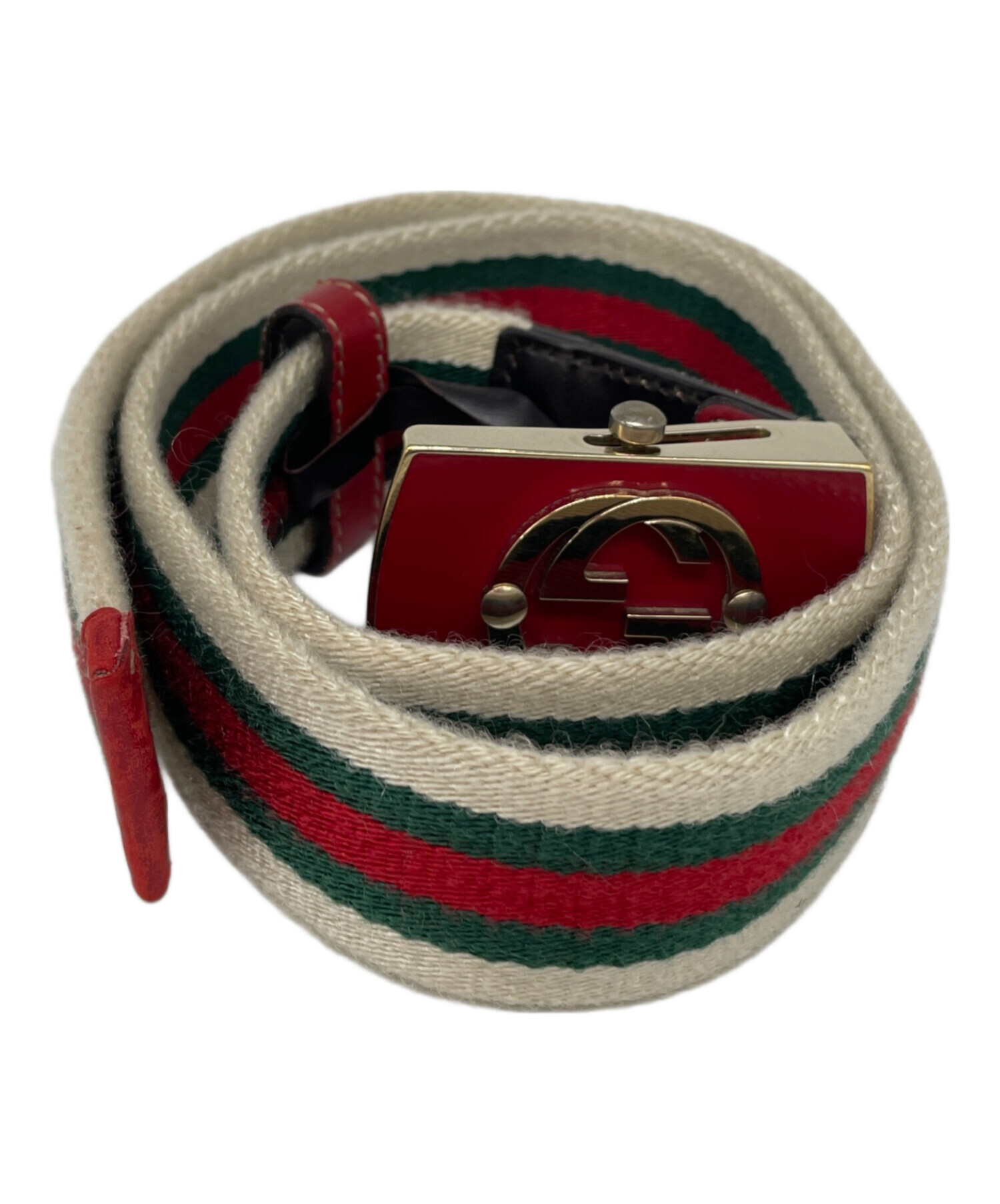 中古・古着通販】GUCCI (グッチ) ガチャベルト レッド×グリーン