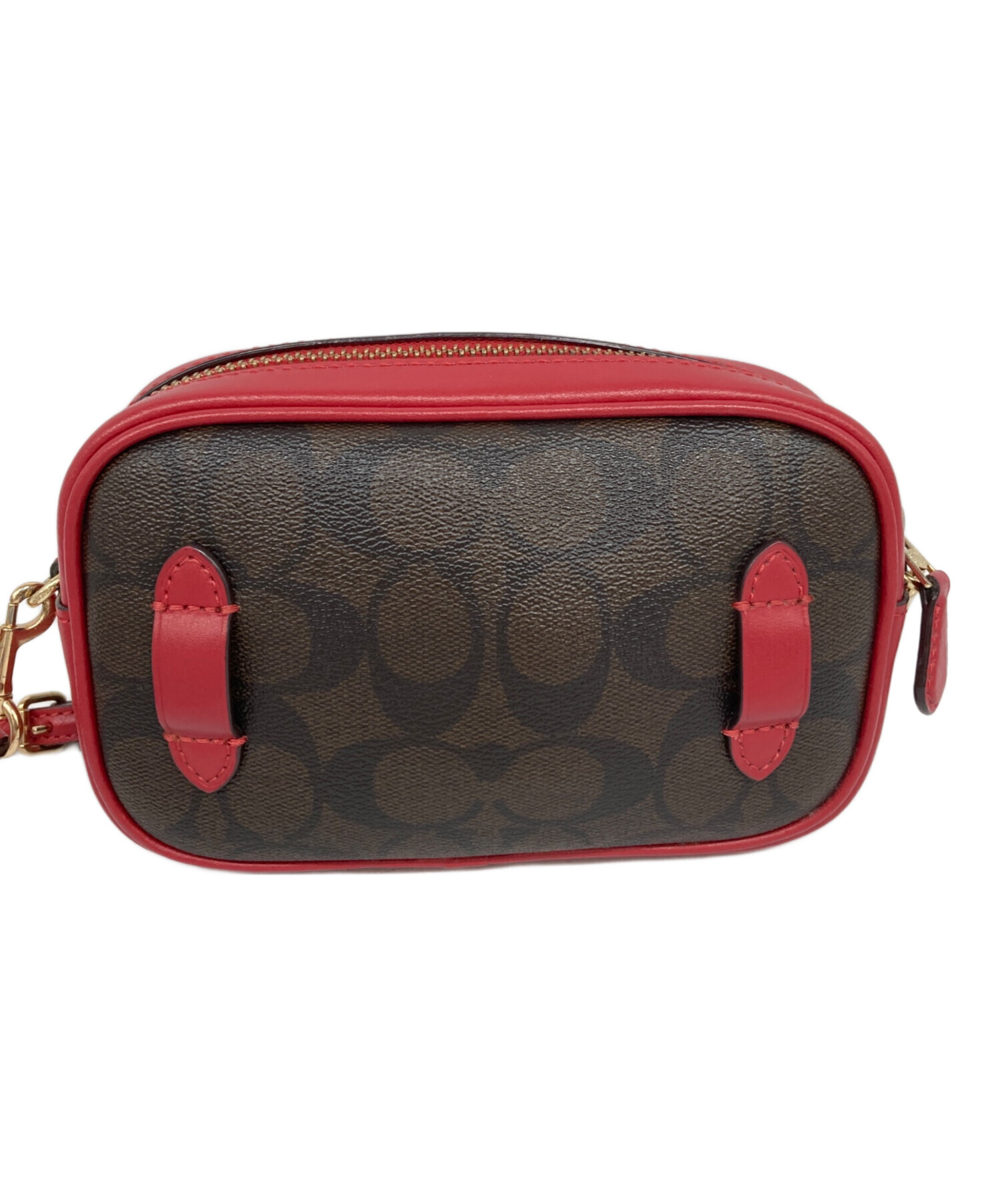 中古・古着通販】COACH (コーチ) 2WAYウエストポーチ レッド×ブラウン